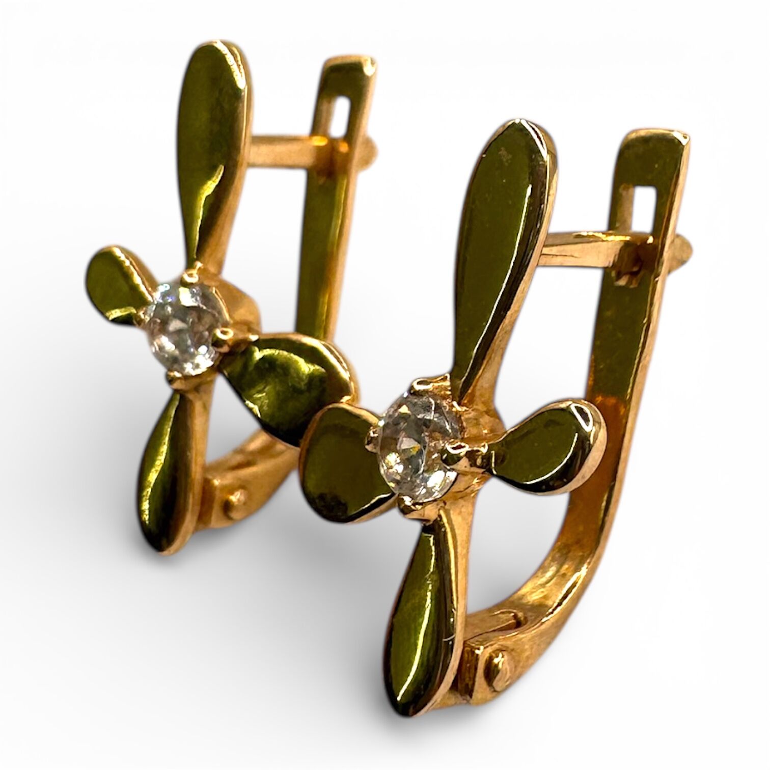 Золотые серьги с фианитами