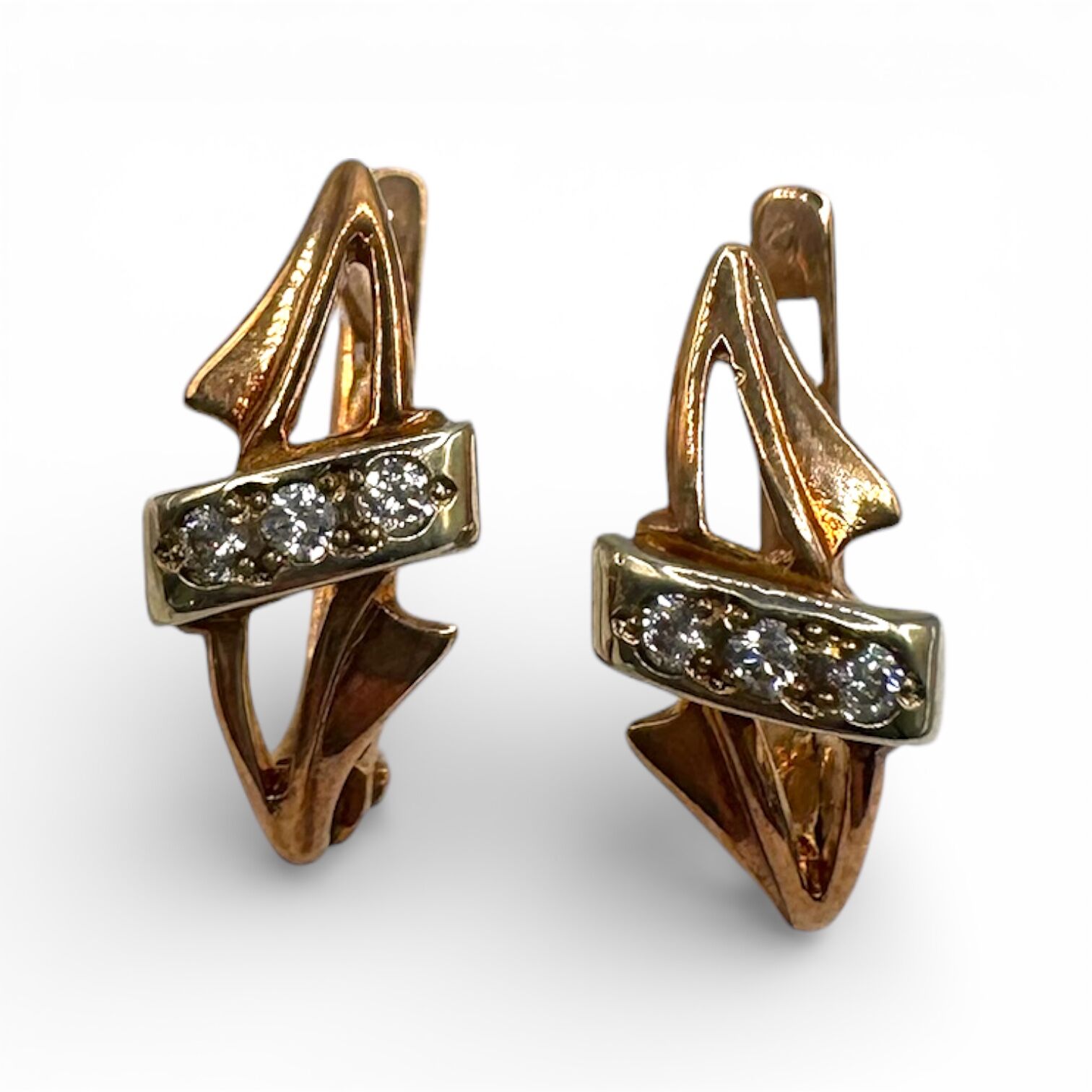 Золотые серьги с фианитами