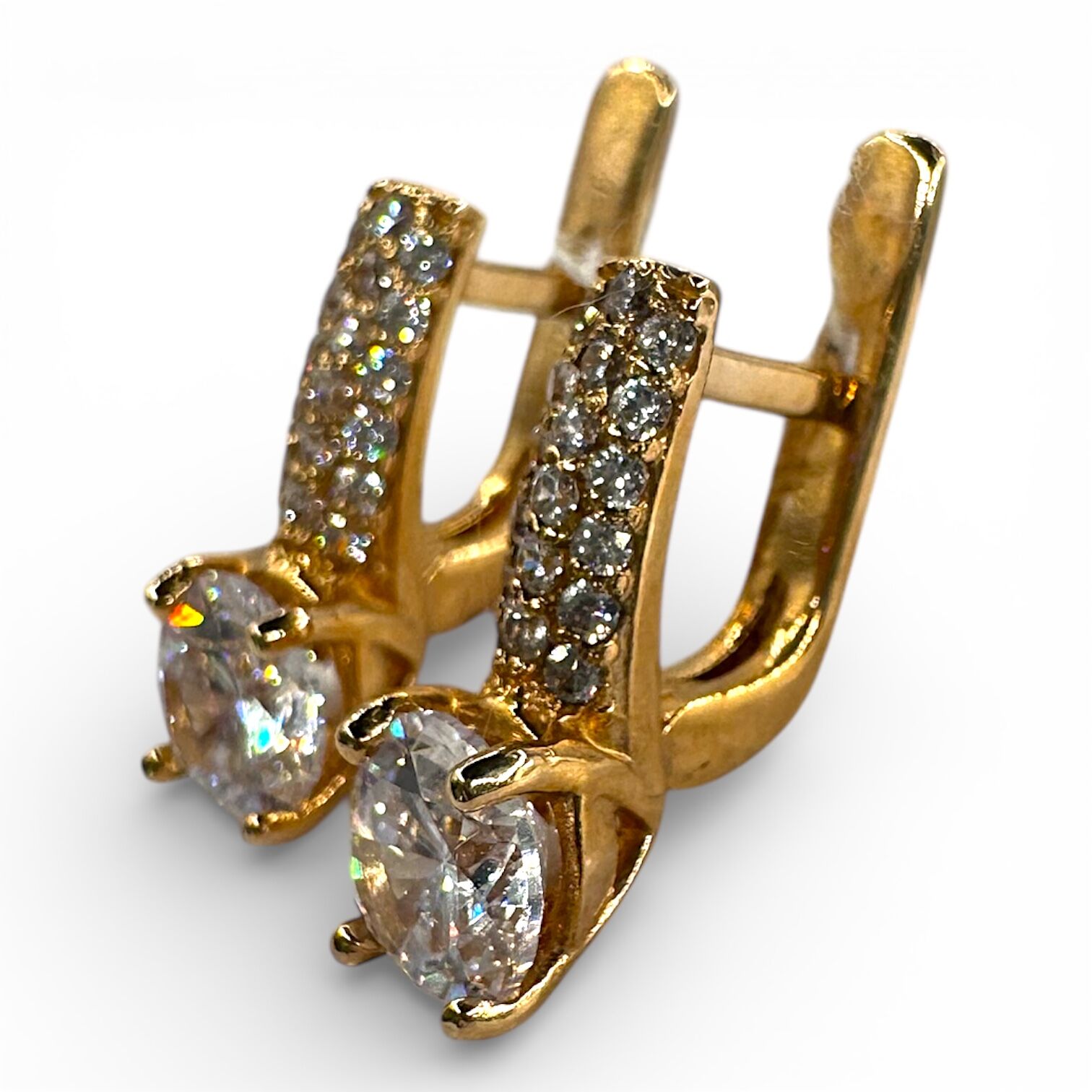 Золотые серьги с фианитами