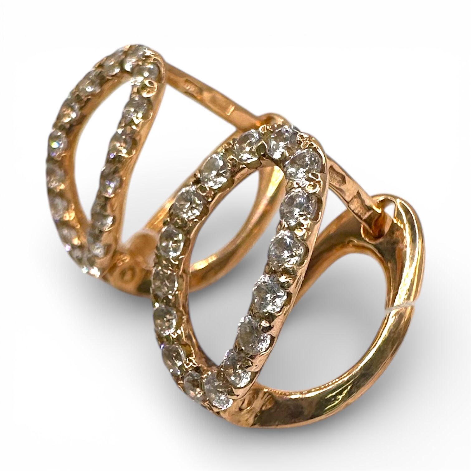 Золотые серьги с фианитами