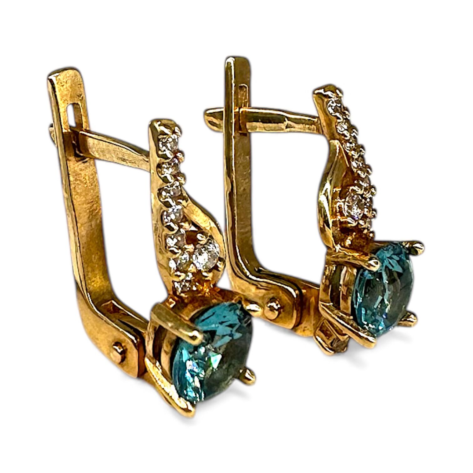 Золоті сережки з смарагдом