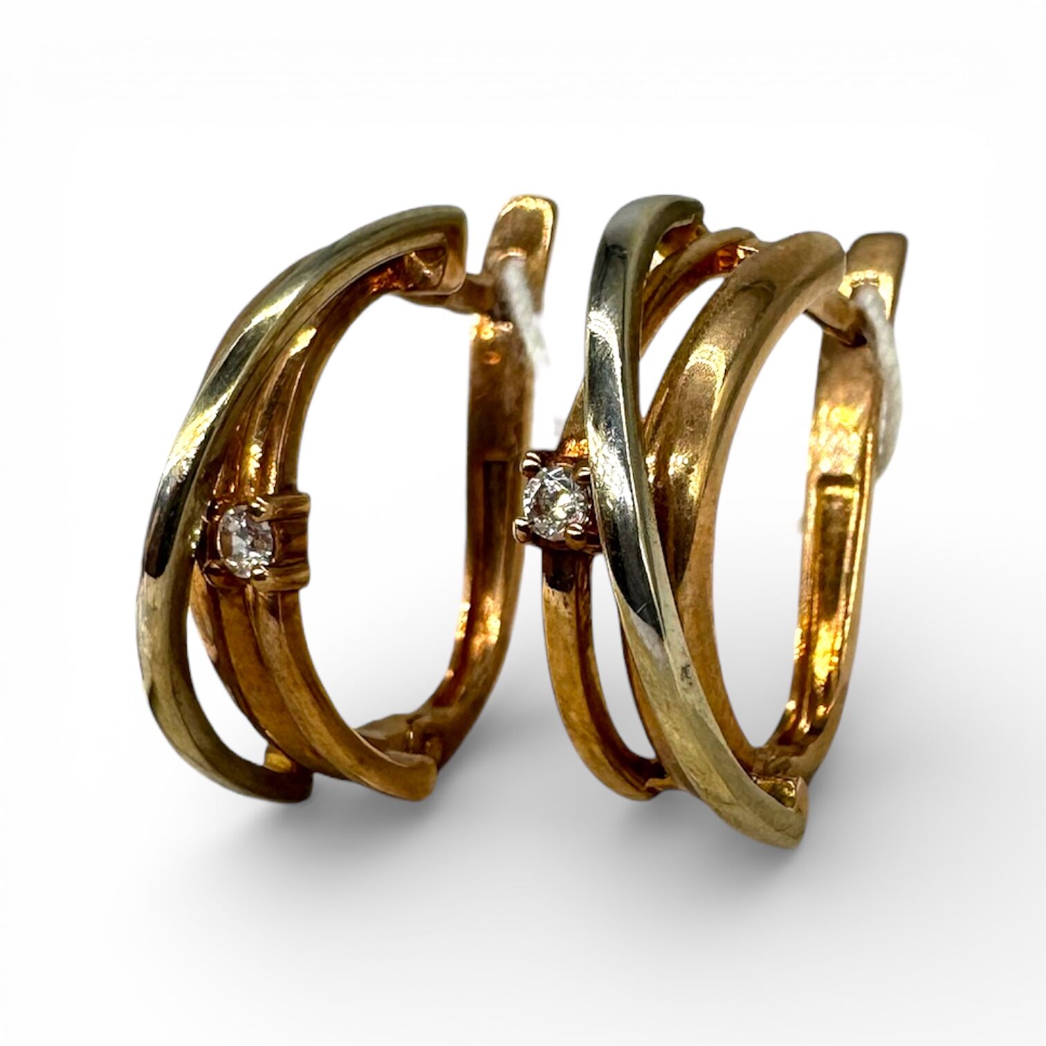 Золотые серьги с фианитами