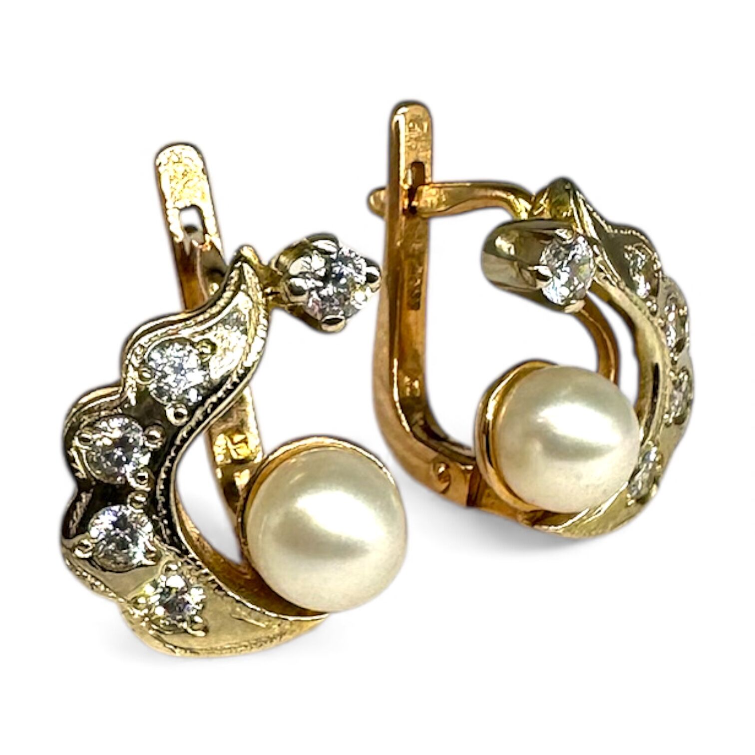 Золотые серьги с фианитами