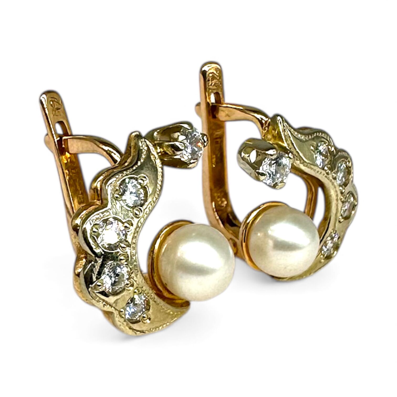 Золотые серьги с фианитами