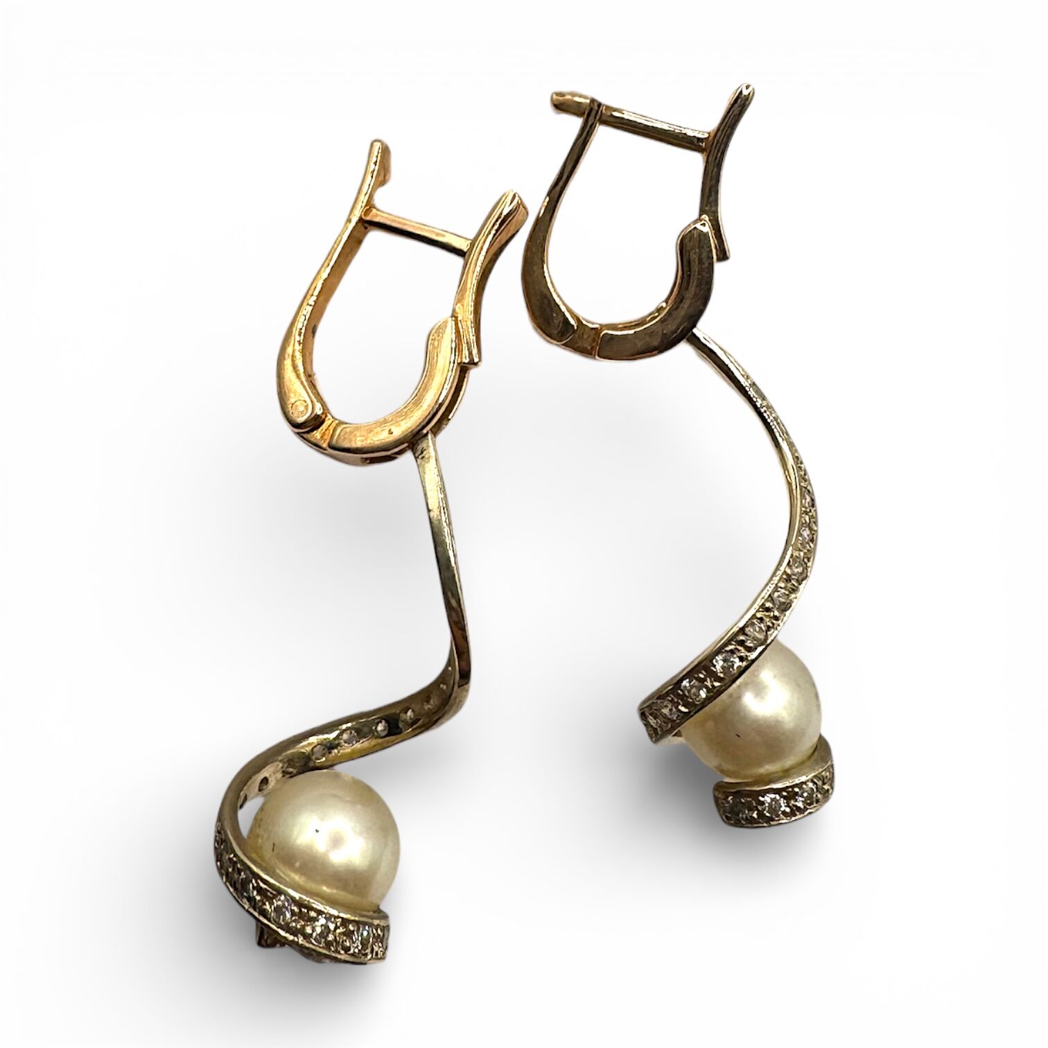 Золоті сережки з перлами