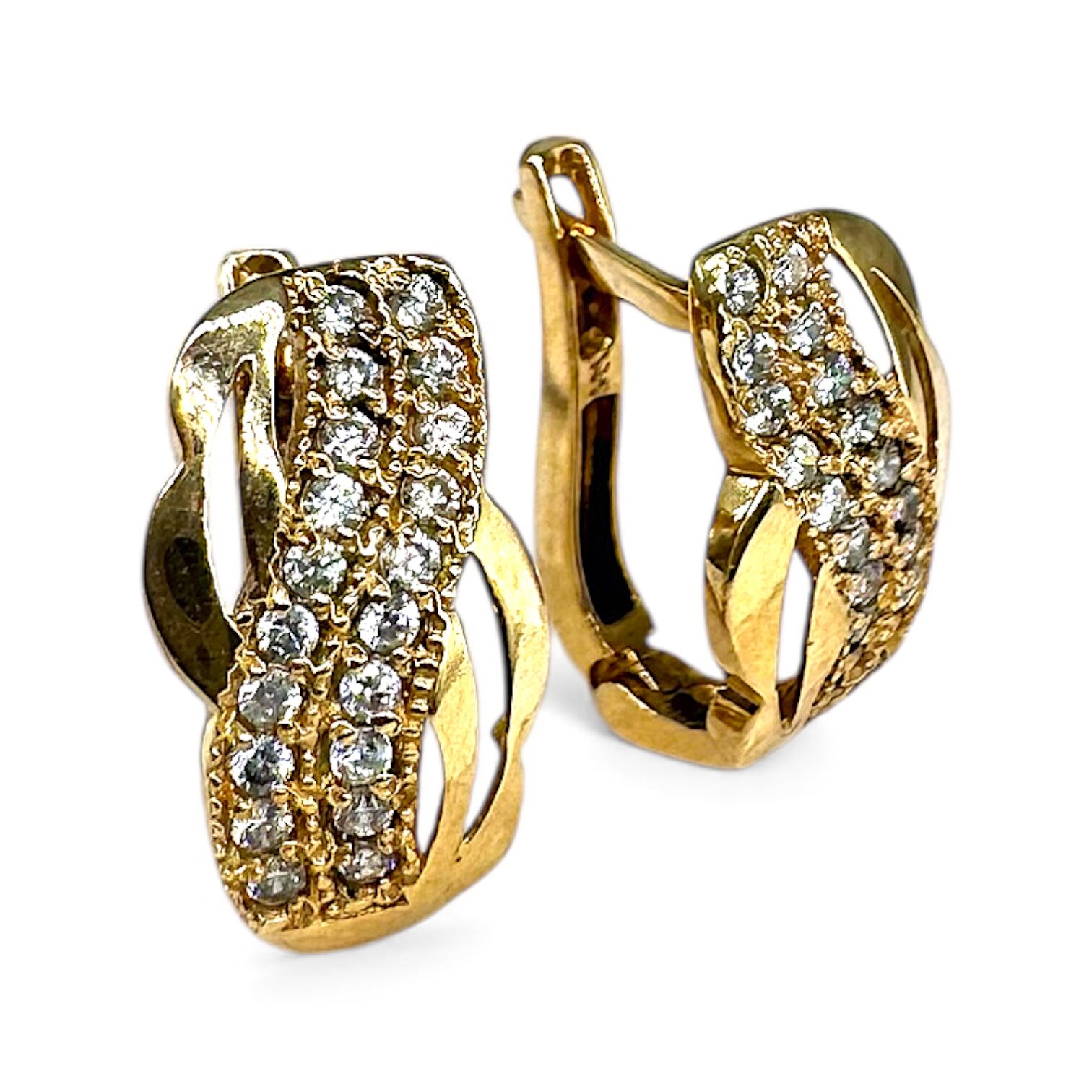 Золотые серьги с фианитами