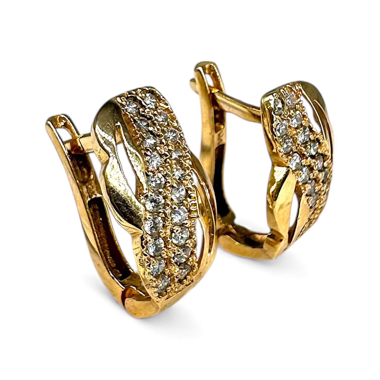 Золотые серьги с фианитами