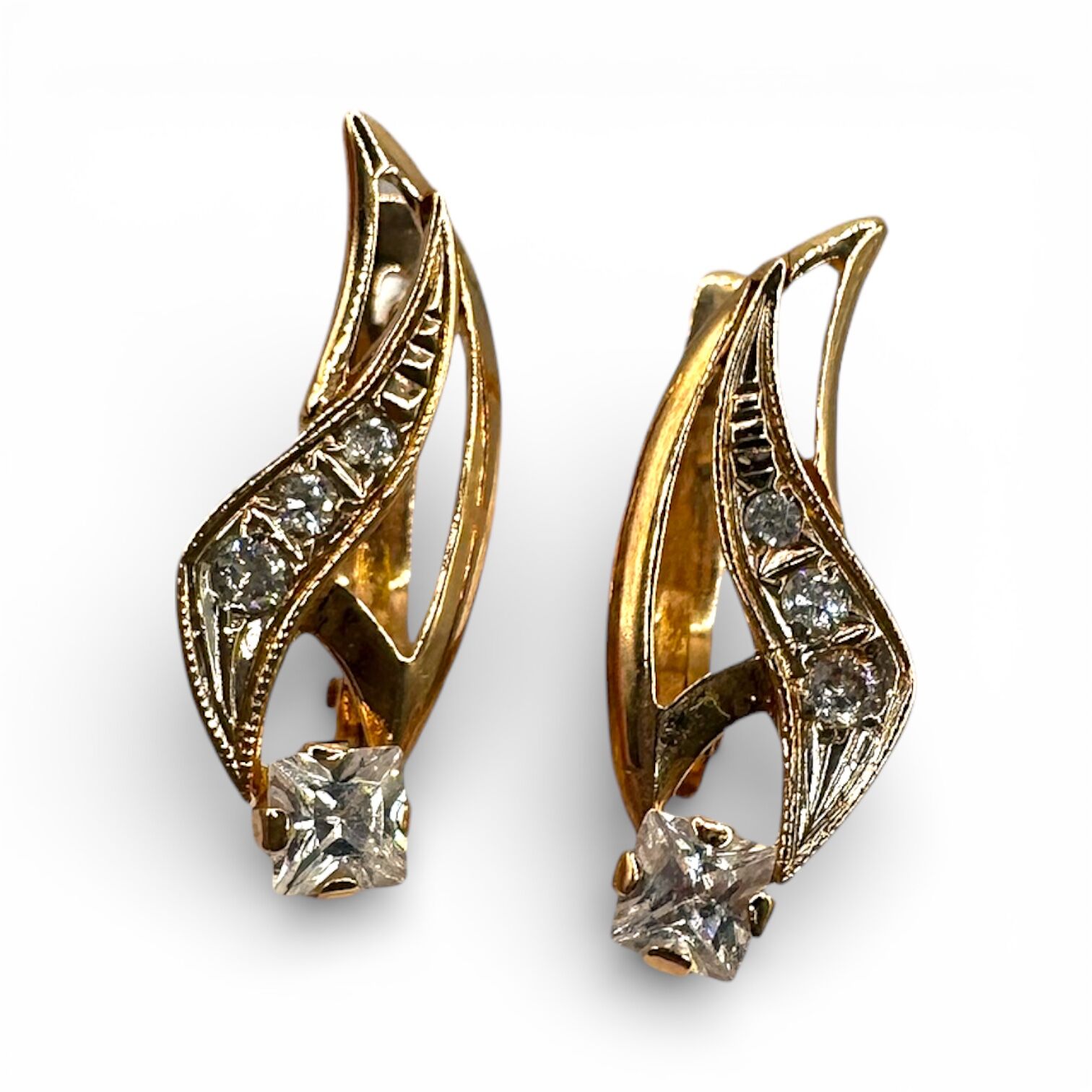 Золоті сережки з фіанітами