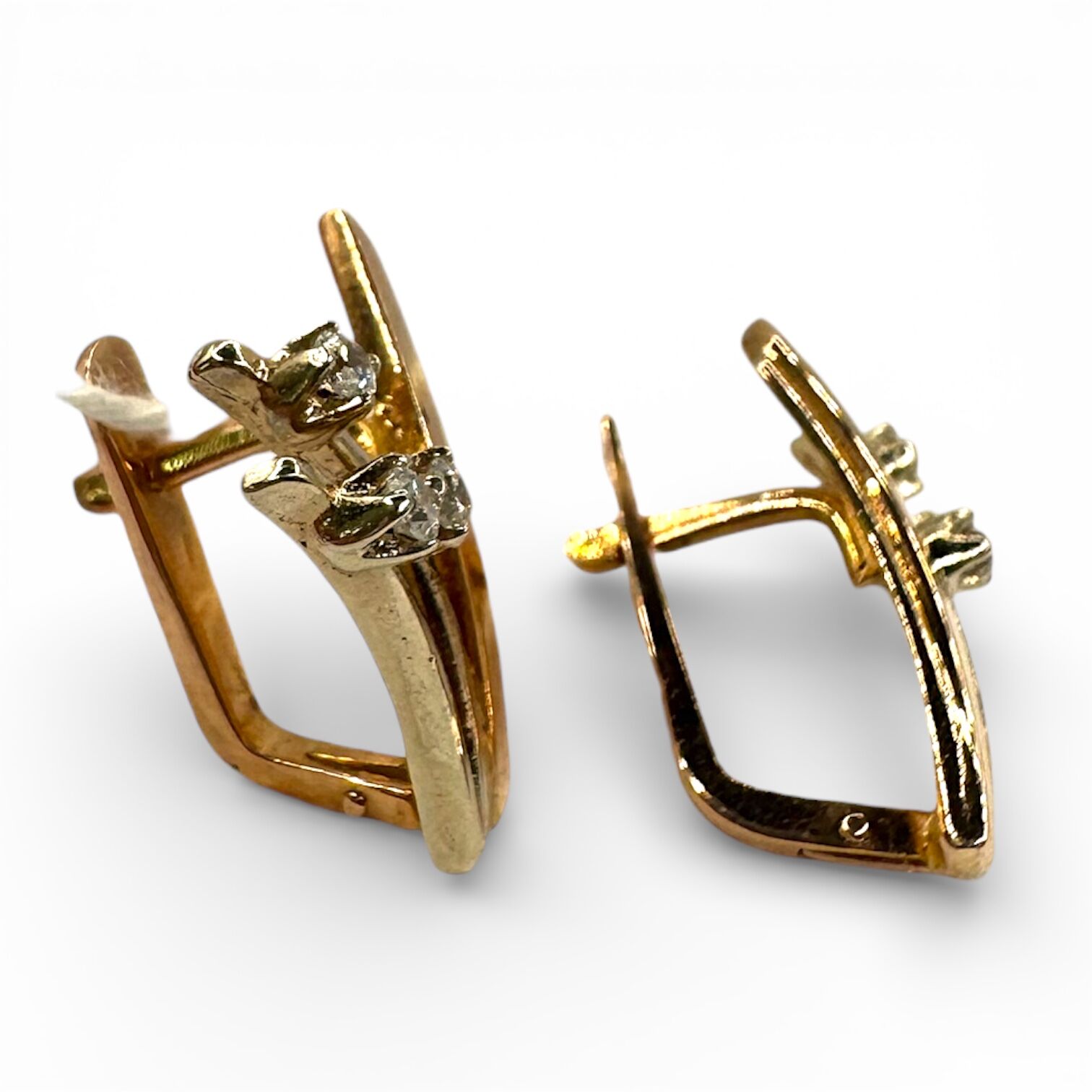 Золотые серьги с фианитами