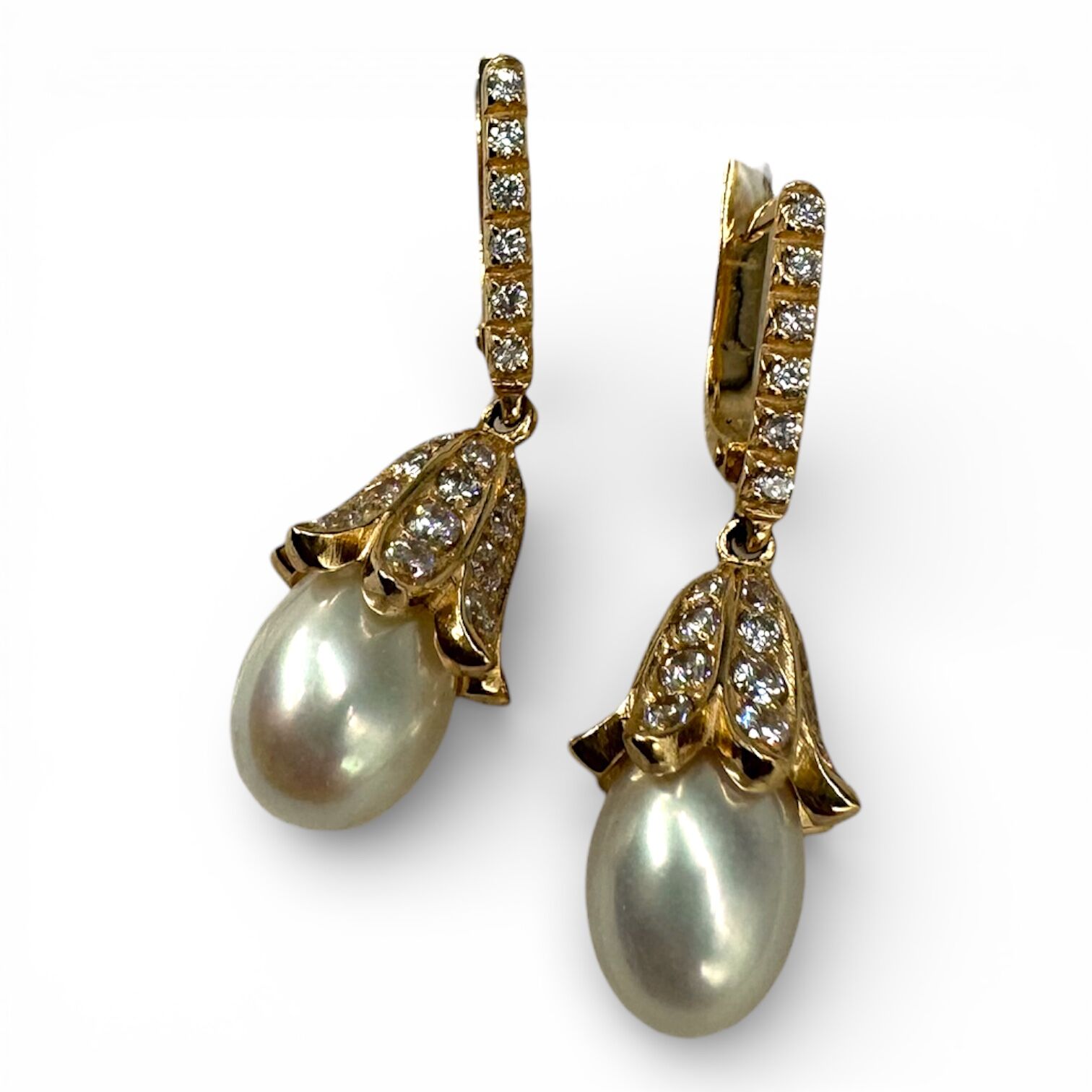 Золоті сережки з перлами та фіанітами