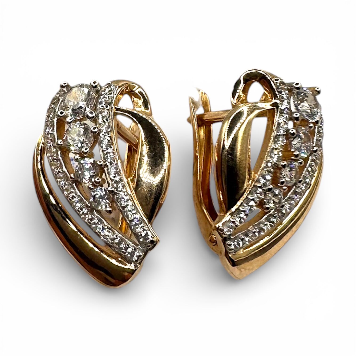 Золотые серьги с фианитами