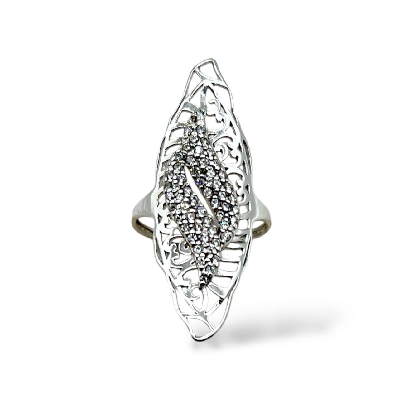 Срібна каблучка з фіанітами