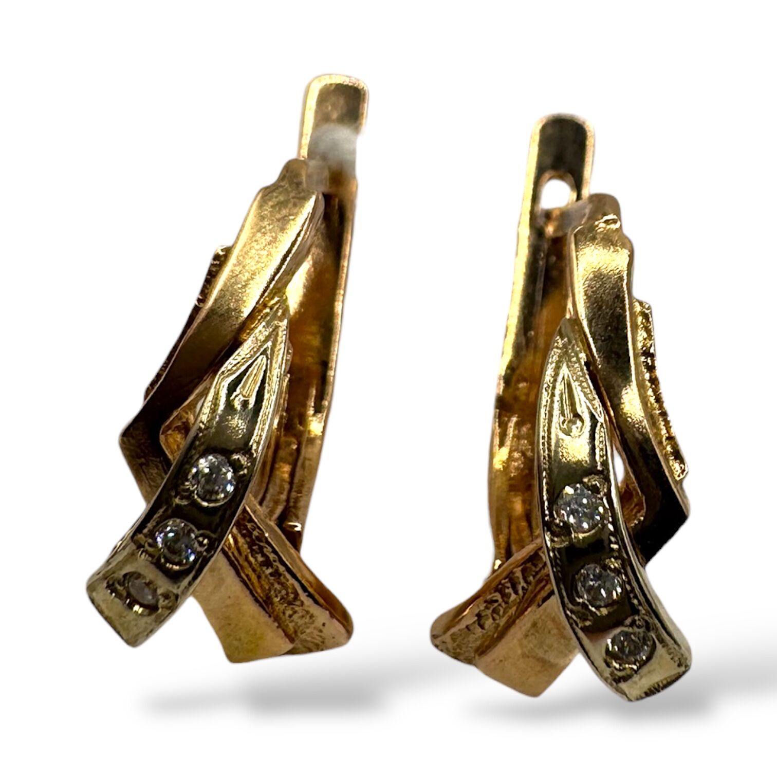 Золотые серьги с фианитами