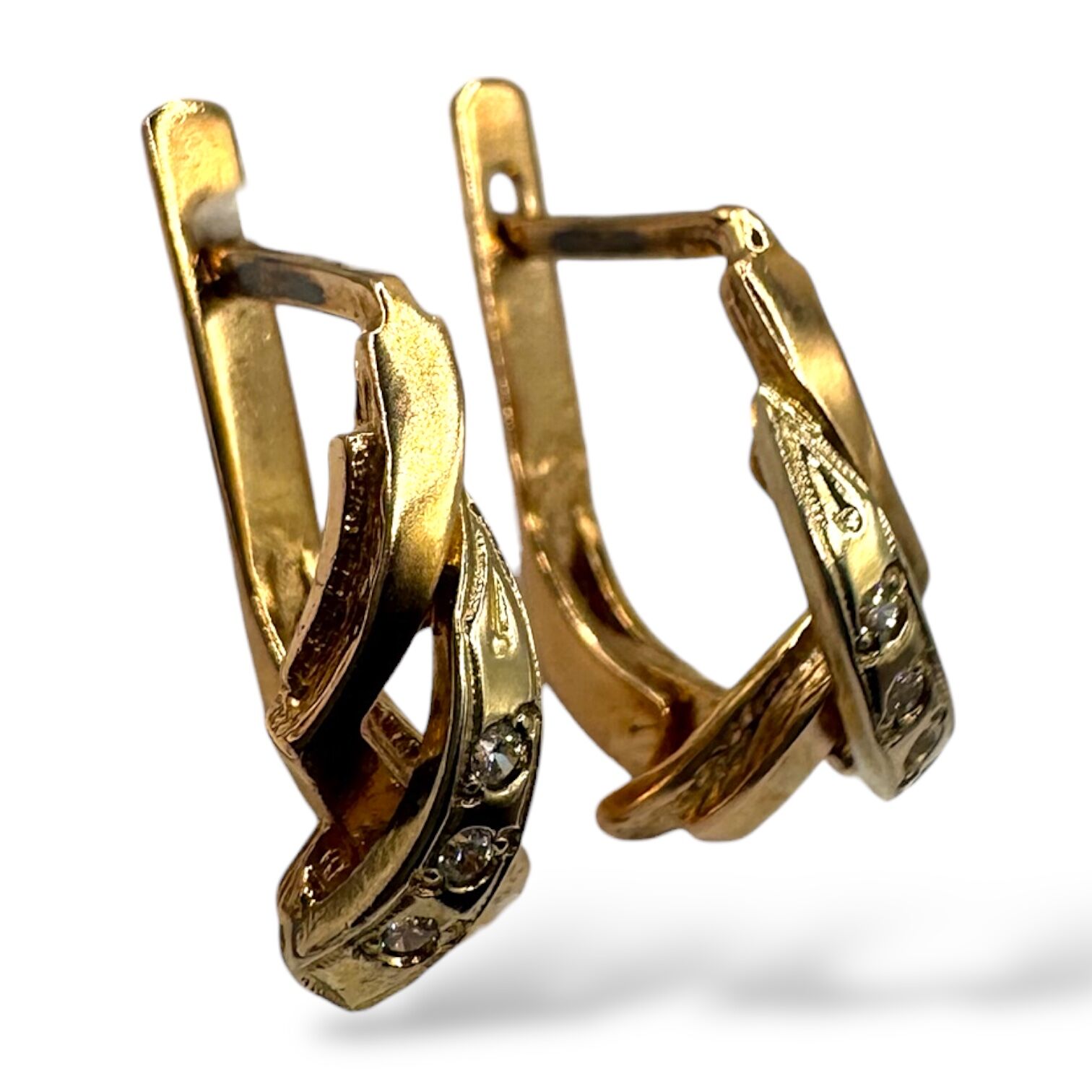 Золотые серьги с фианитами