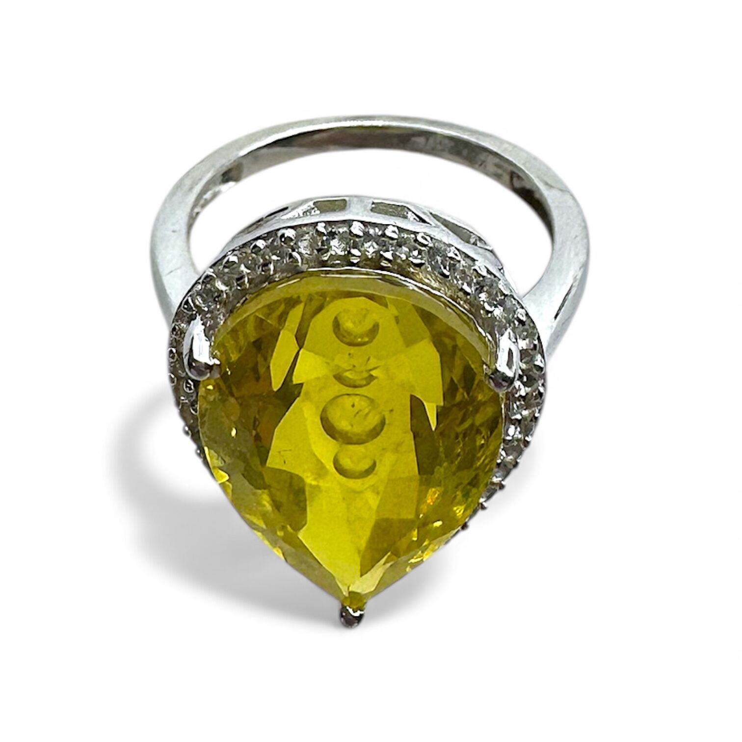 Срібна каблучка з жовтим цирконієм