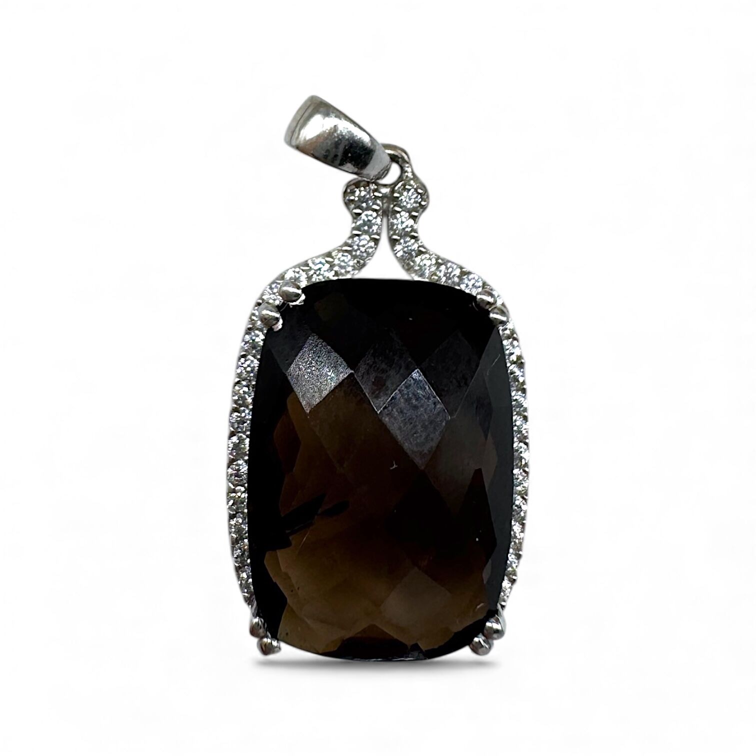 Срібна підвіска з раухтопазам та цирконами