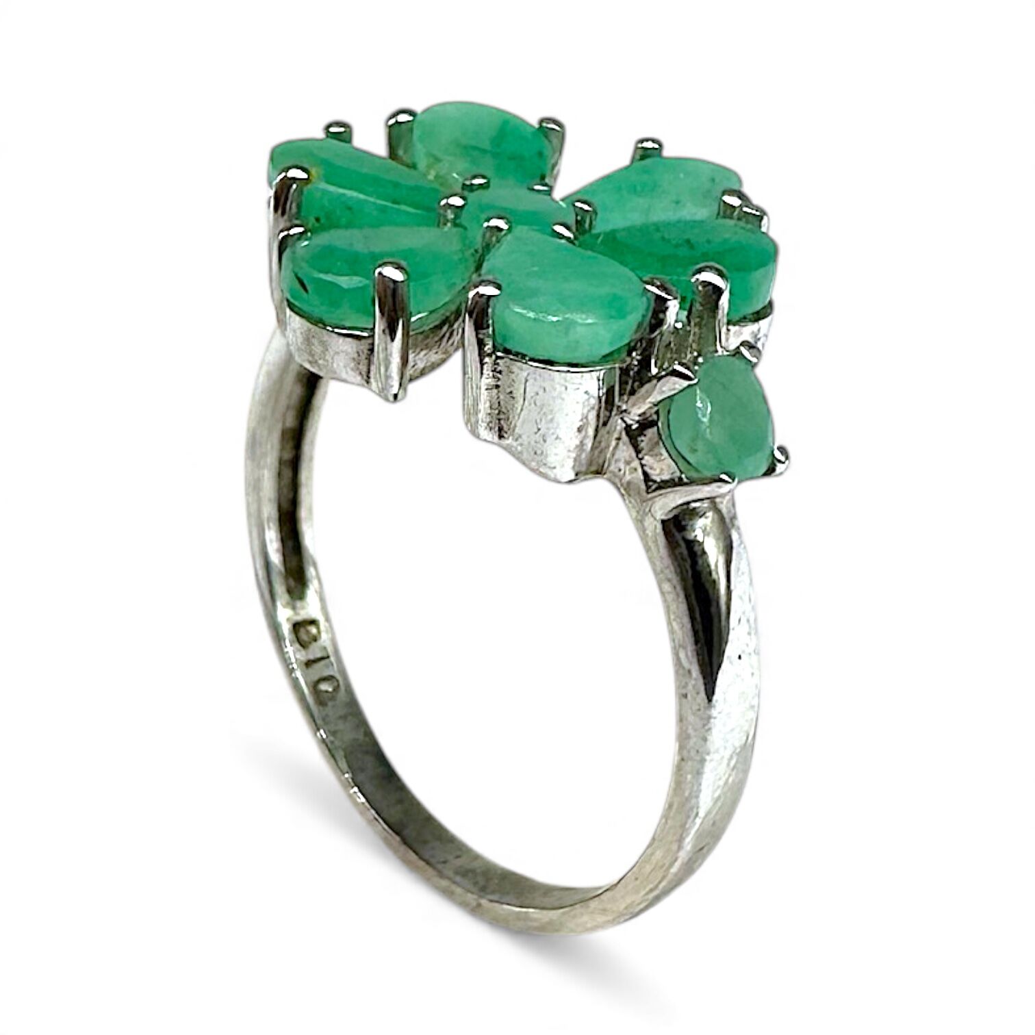 Срібна каблучка з бразильськими смарагдами