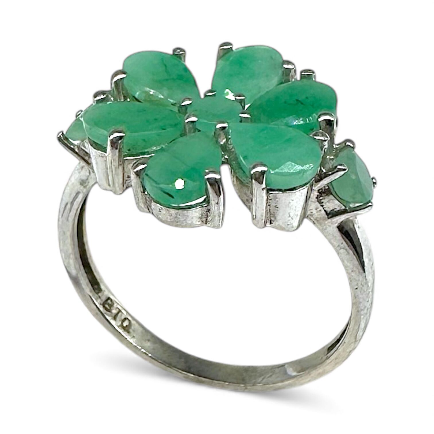 Срібна каблучка з бразильськими смарагдами