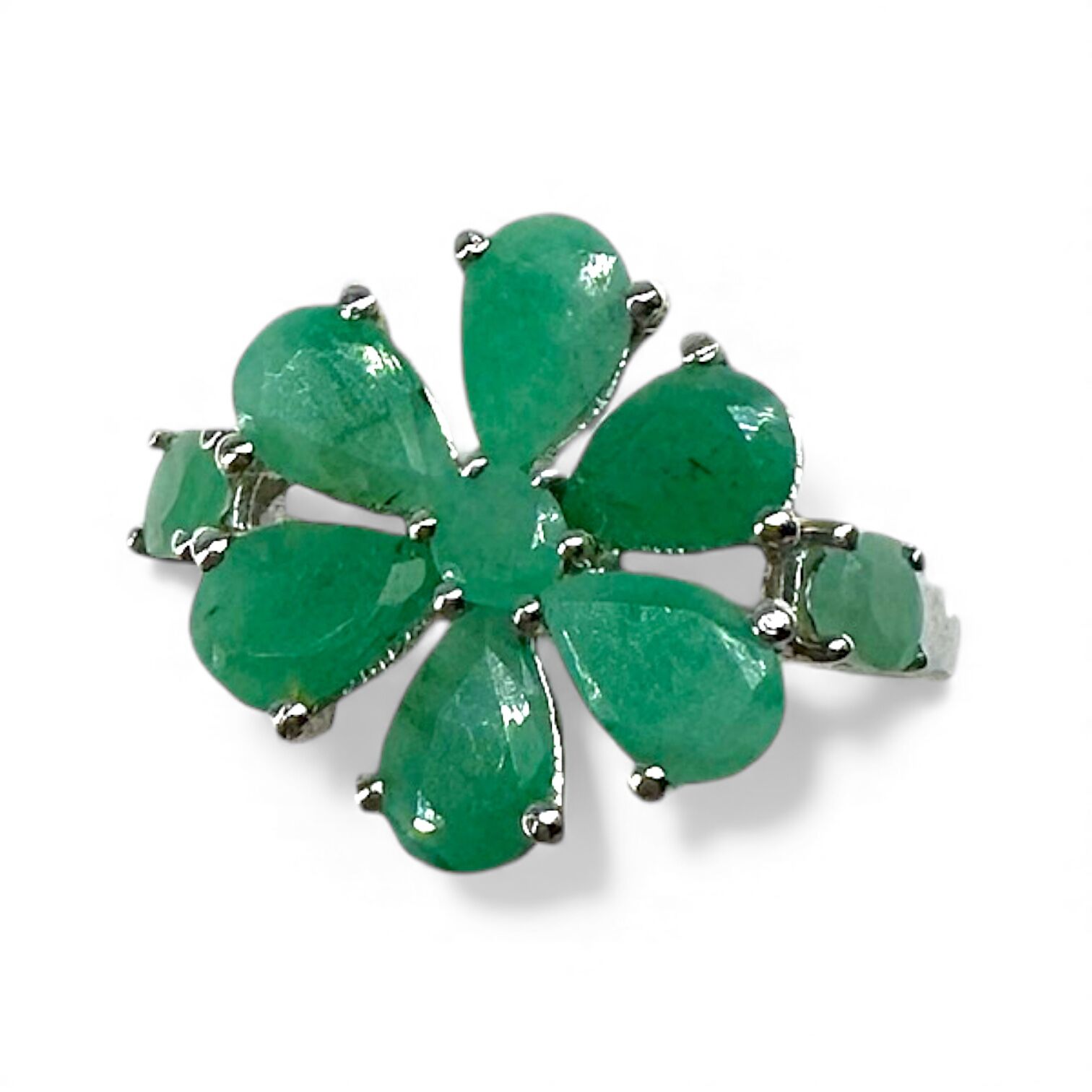 Срібна каблучка з бразильськими смарагдами