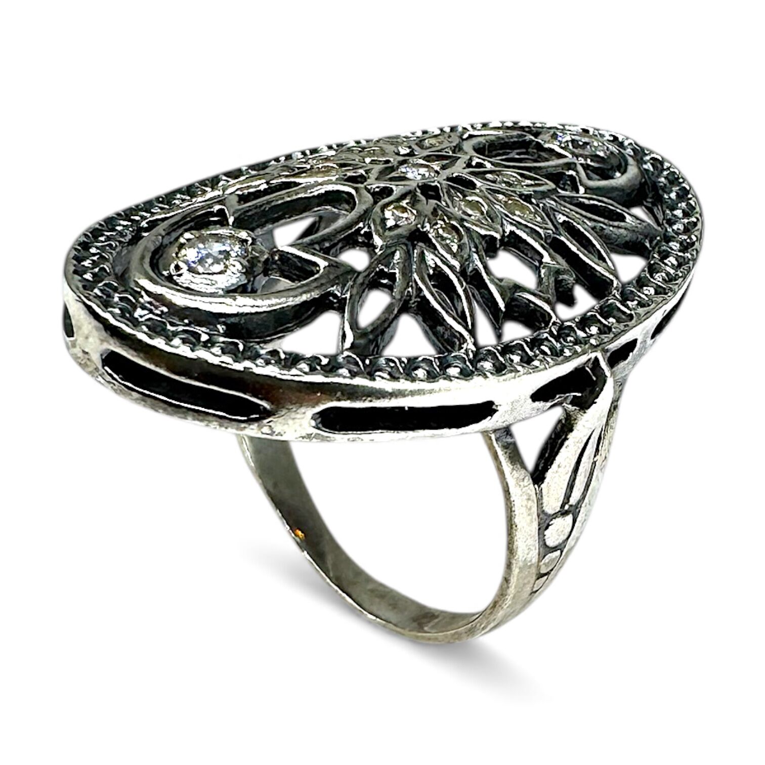 Срібна каблучка з фіанітами