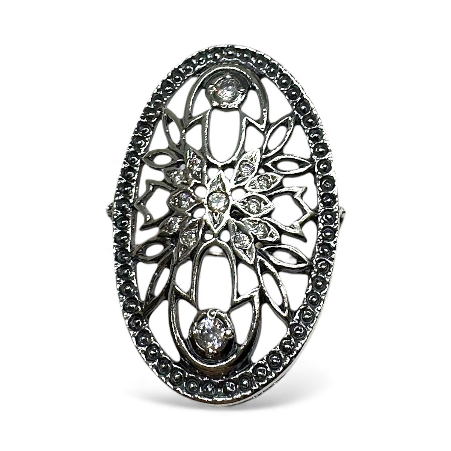 Срібна каблучка з фіанітами