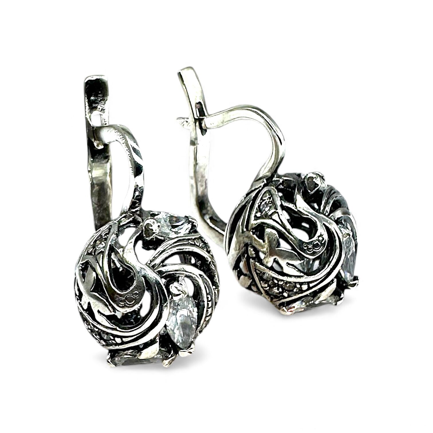 Серебряные серьги с фианитами