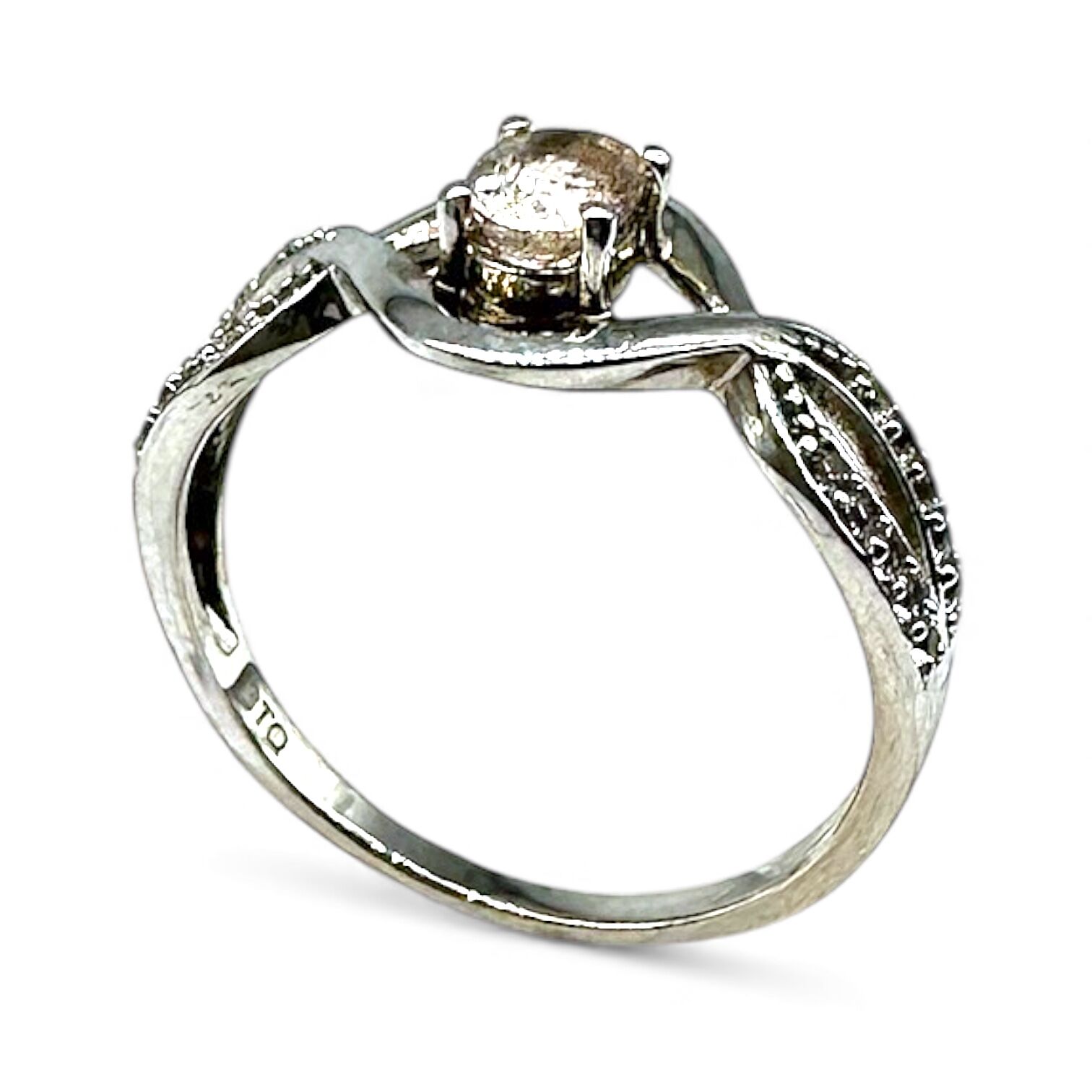 Срібна каблучка  з бразильським морганітом та топазами