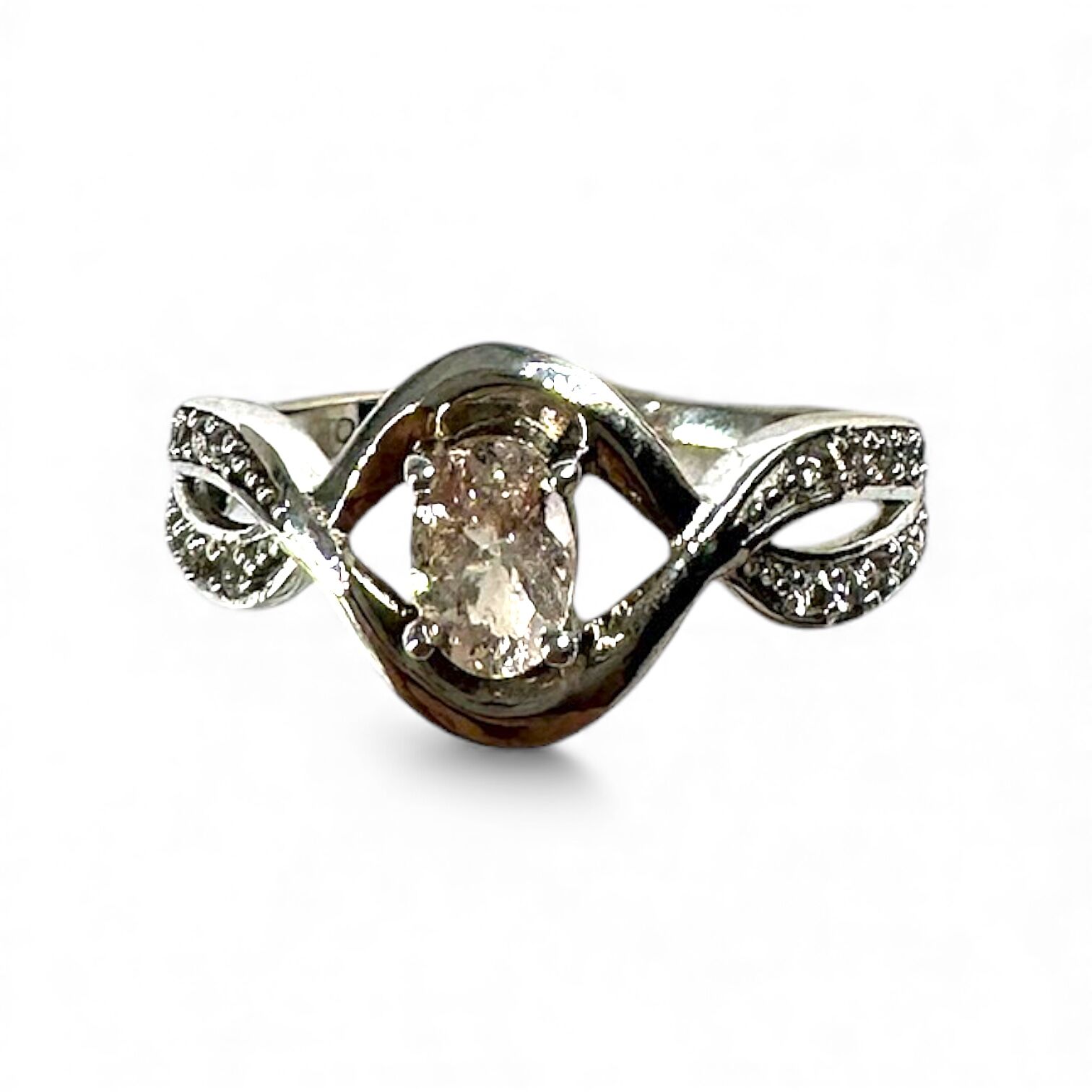 Срібна каблучка  з бразильським морганітом та топазами