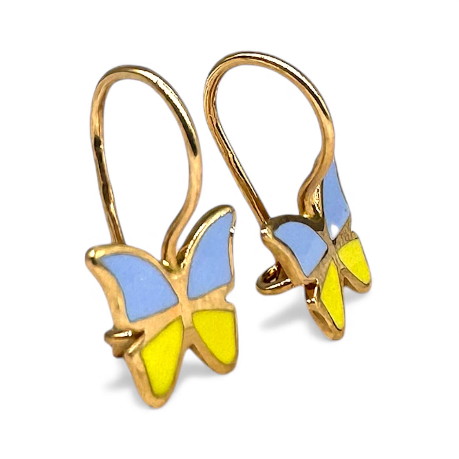 Золотые серьги с емалью