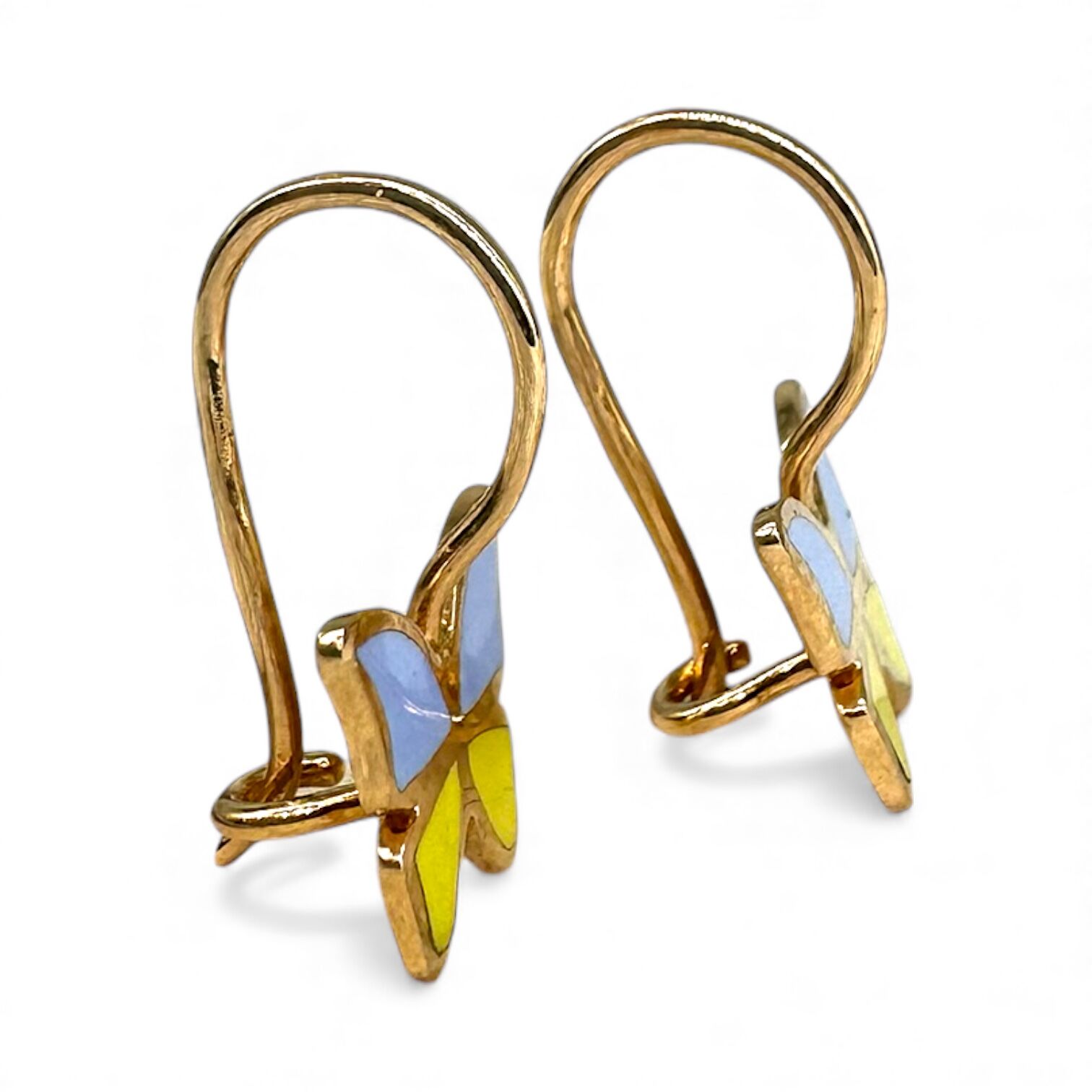 Золотые серьги с емалью