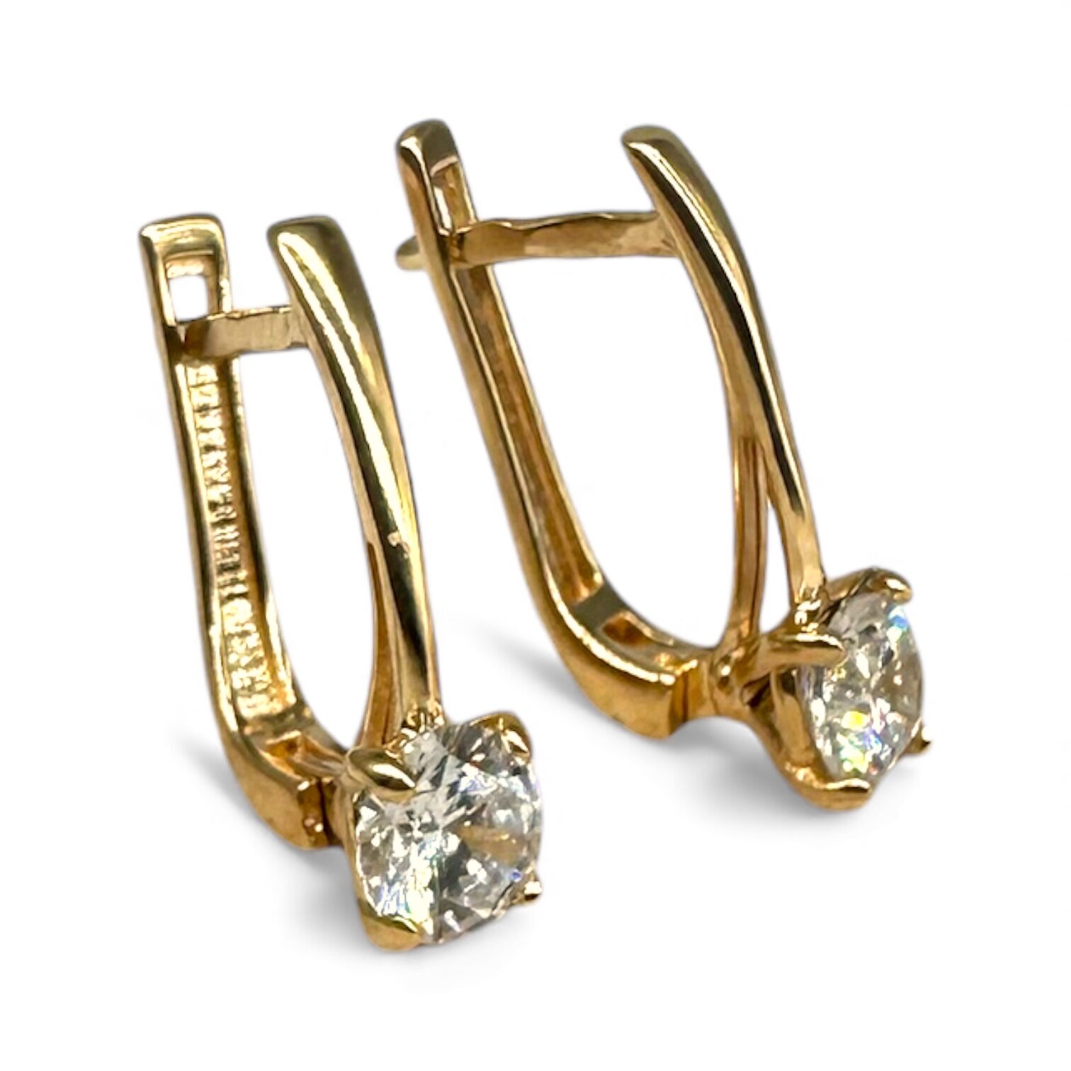 Золотфе серьги с цирконом