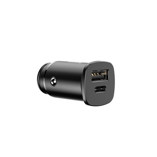 Авто адаптер Baseus Square Metal PD 3.0 QC 4.0+ 30W USB + Type-C