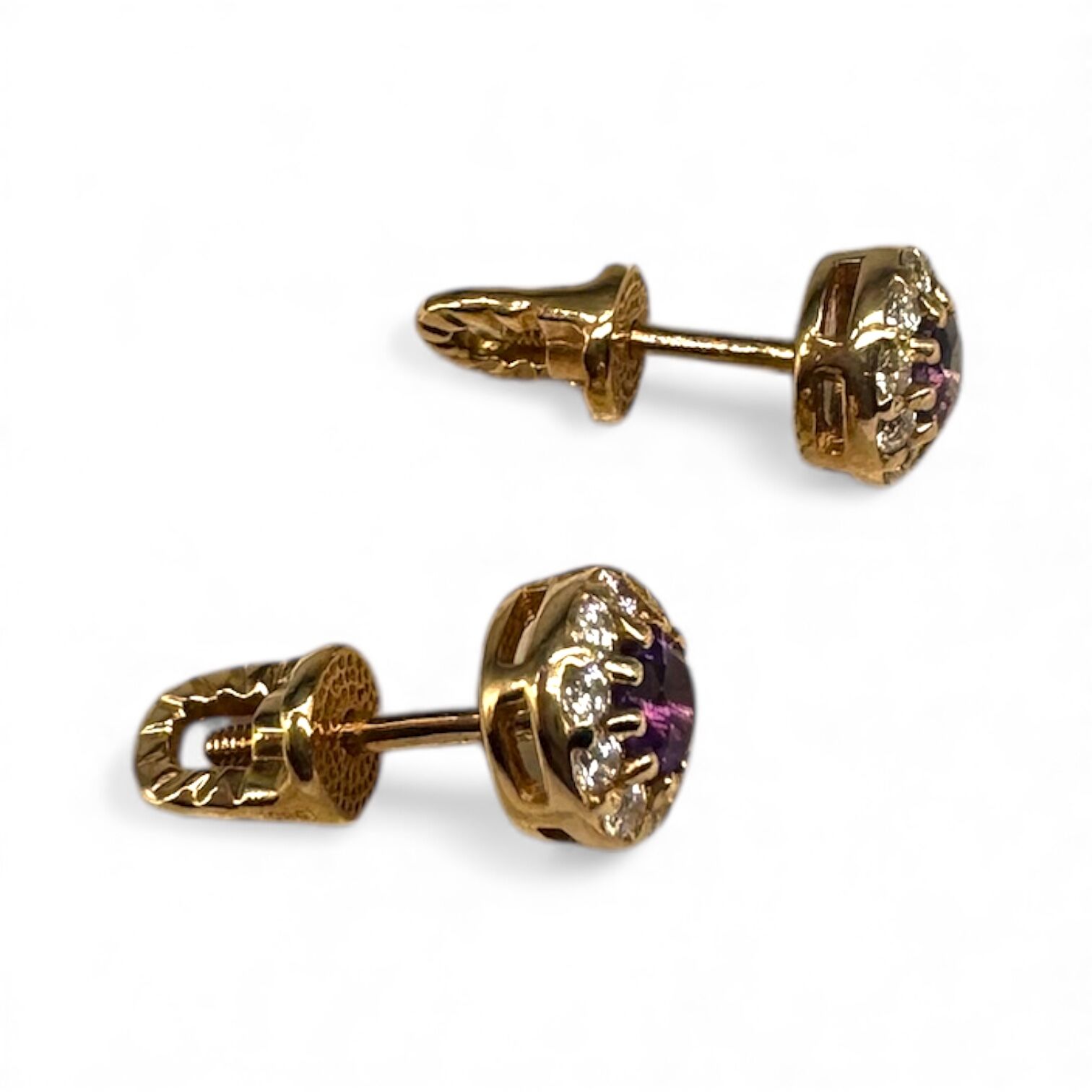 Золотые серьги с аметистом