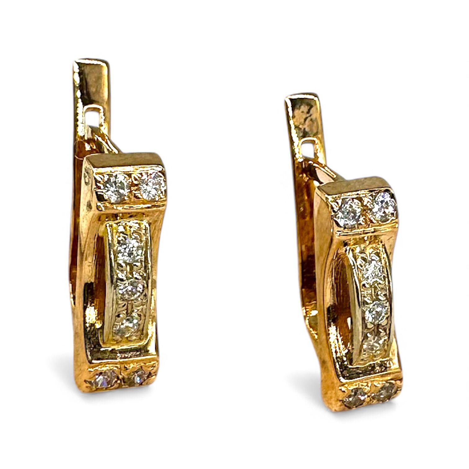 Золотые серьги с цирконом