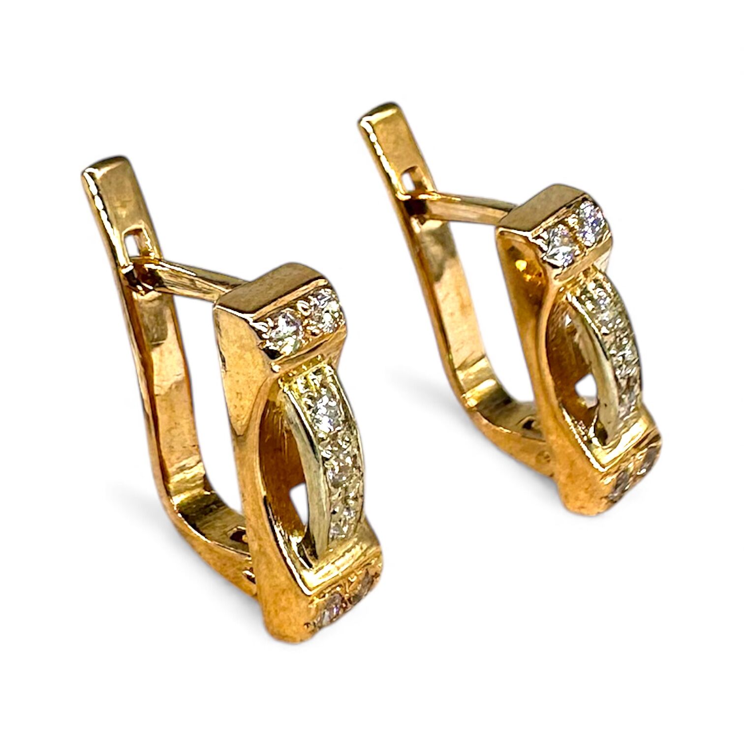 Золотые серьги с цирконом