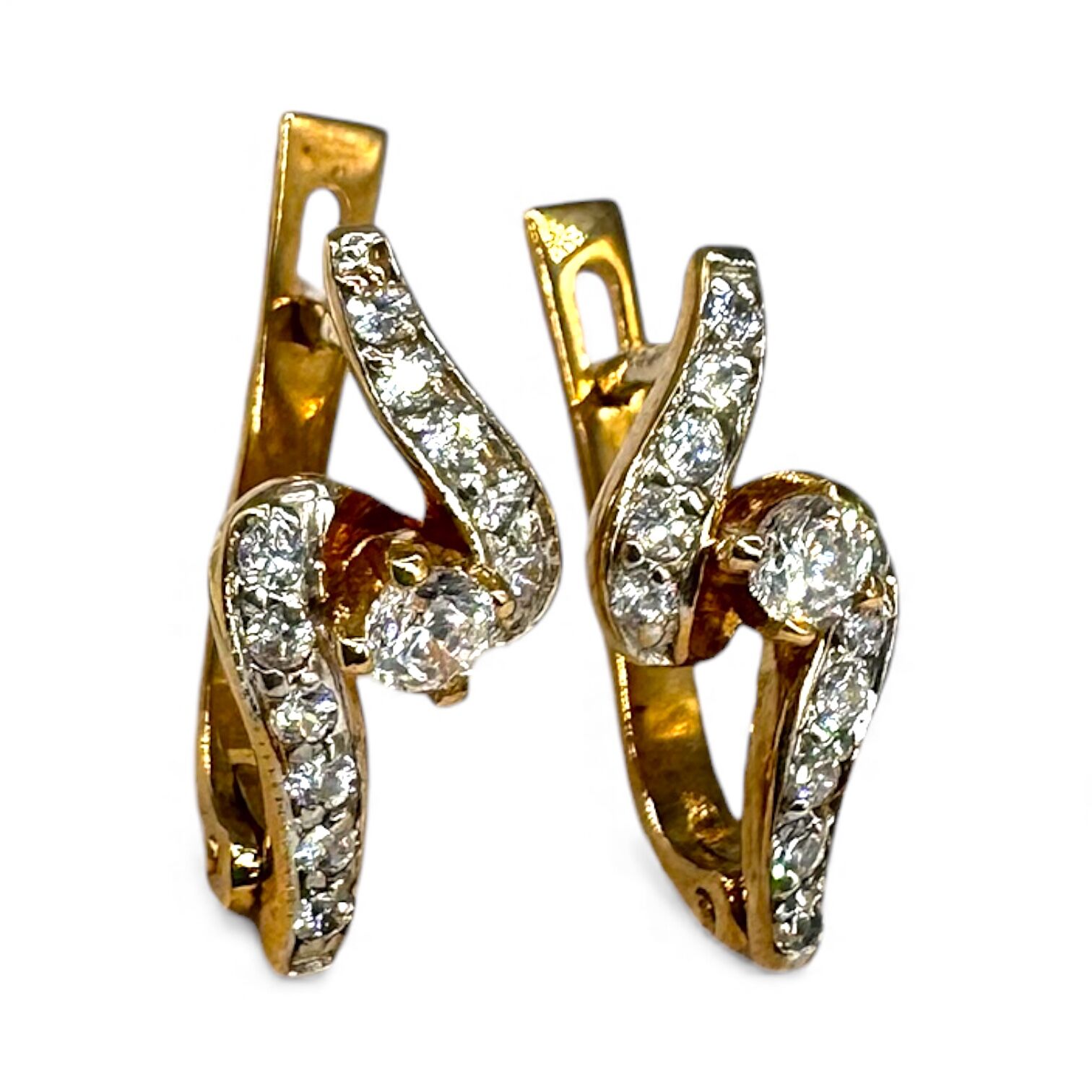 Золоті сережки з цирконами