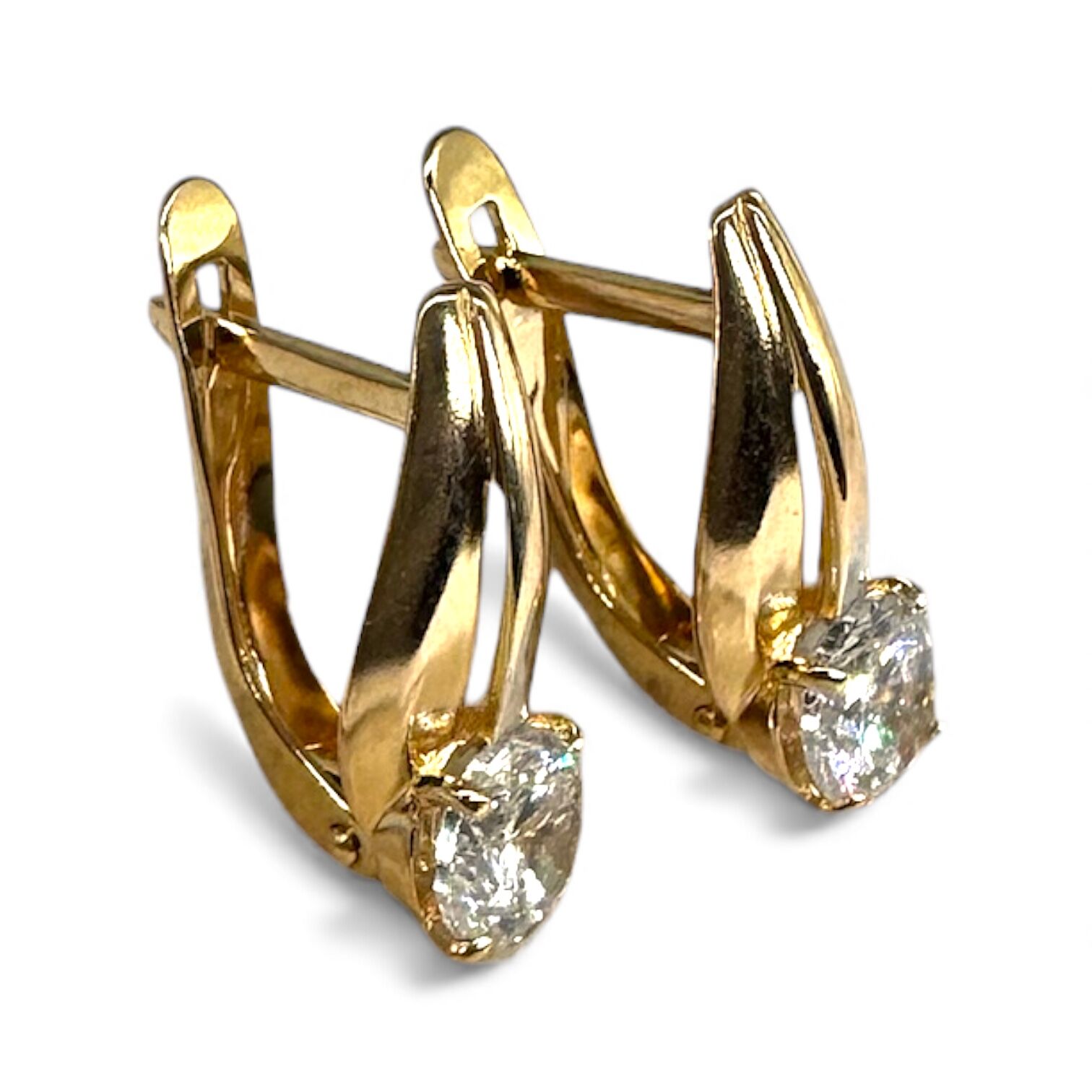 Золотые серьги с цирконами