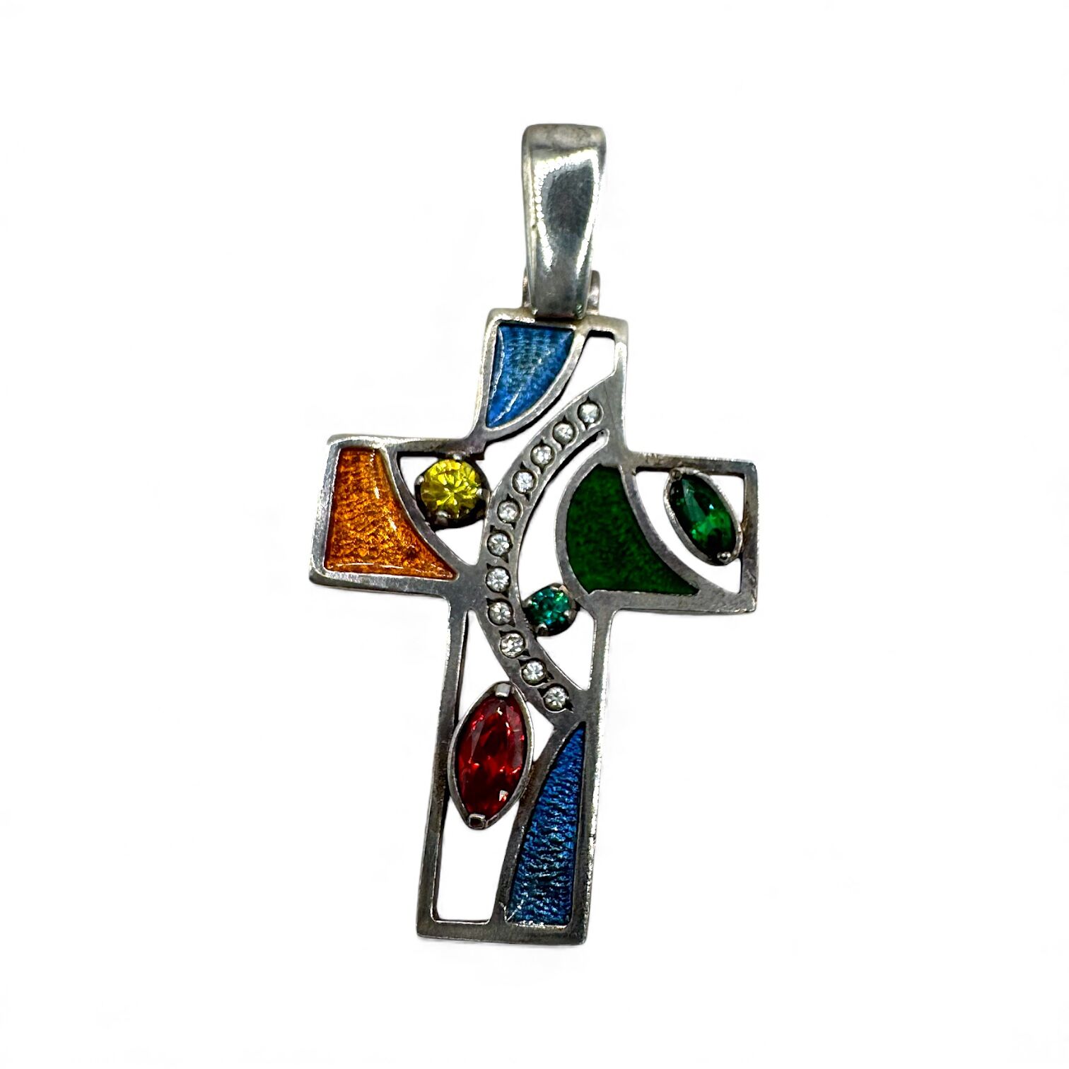 Срібний хрест з фіанітами