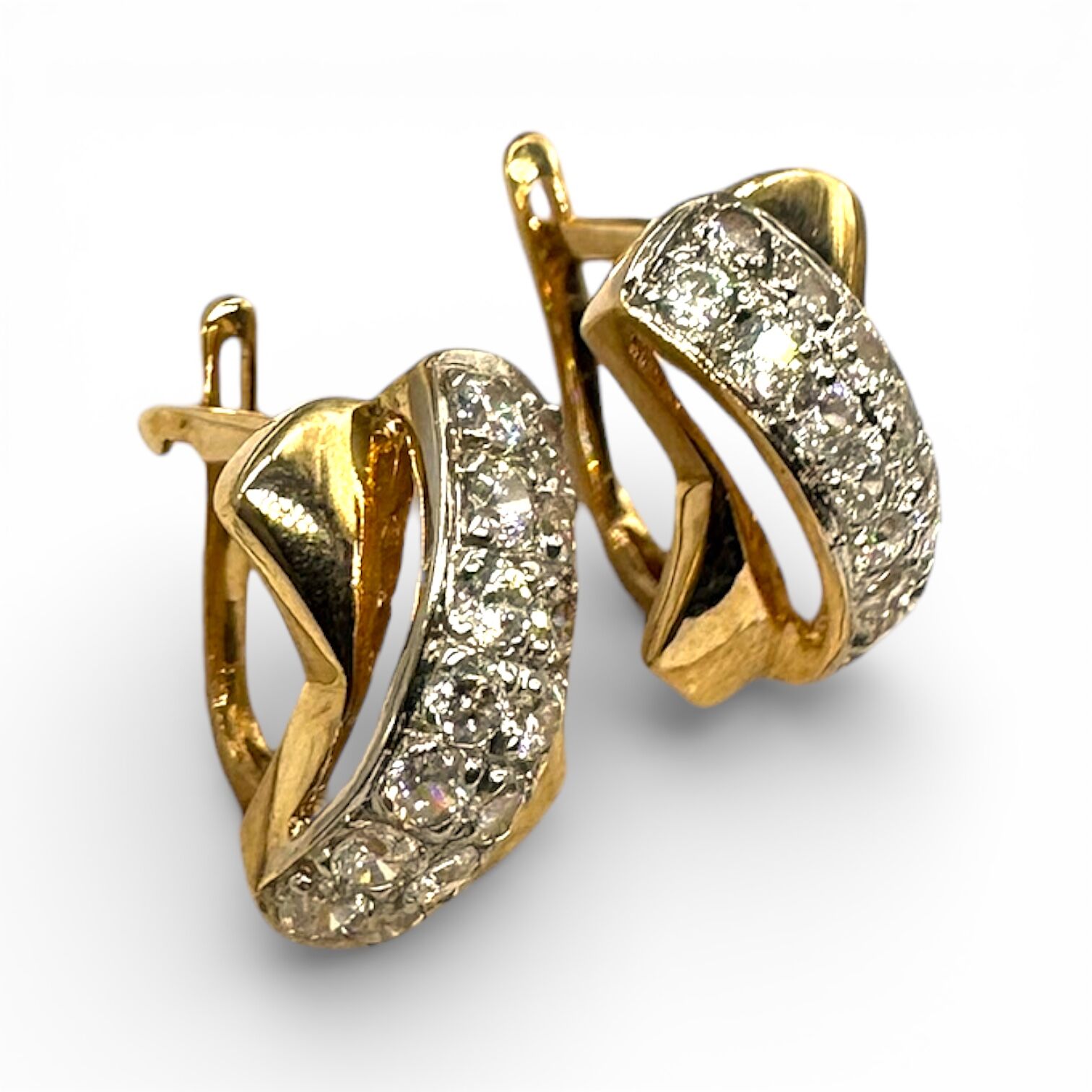 Золотые серьги с фианитами