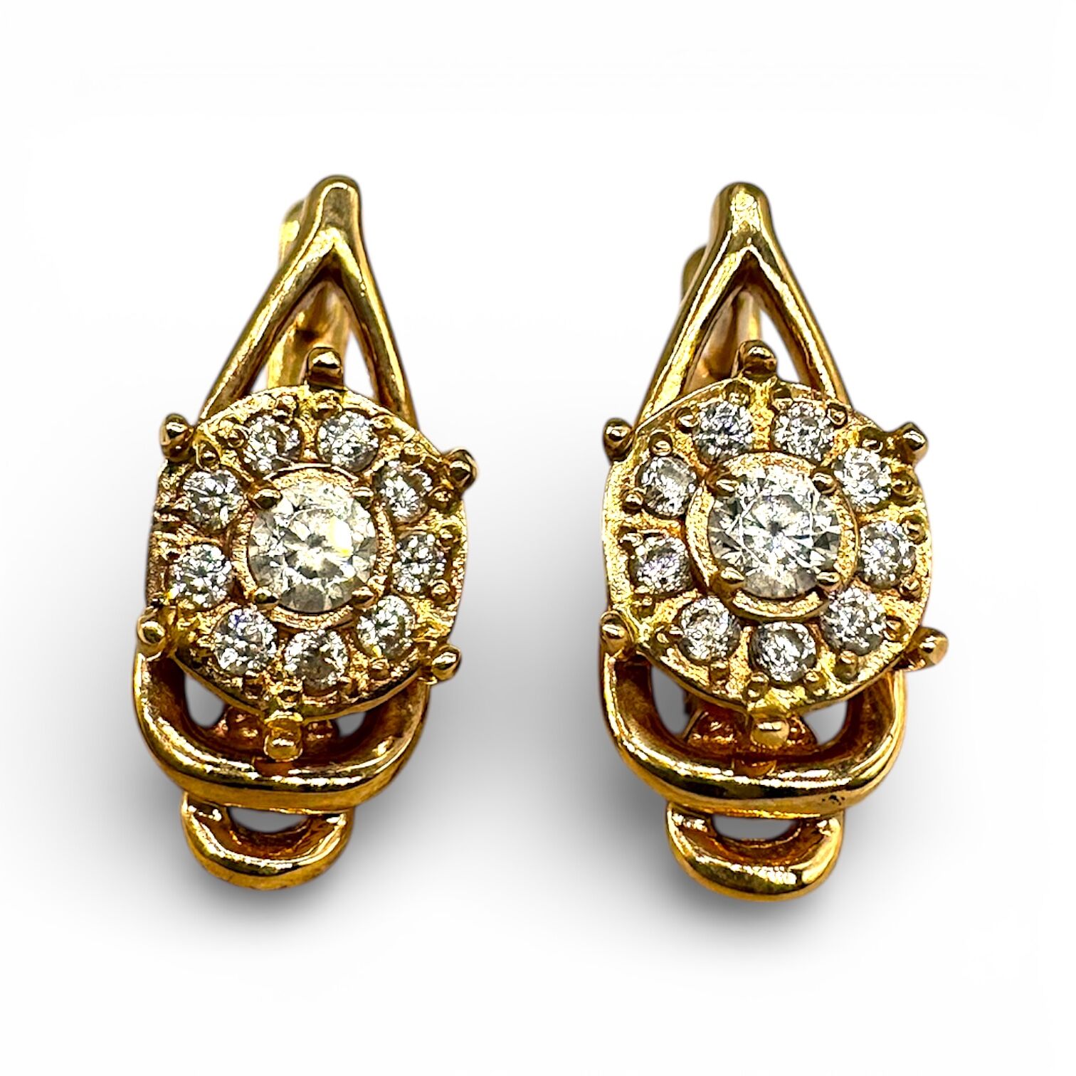 Золотые серьги с фианитами