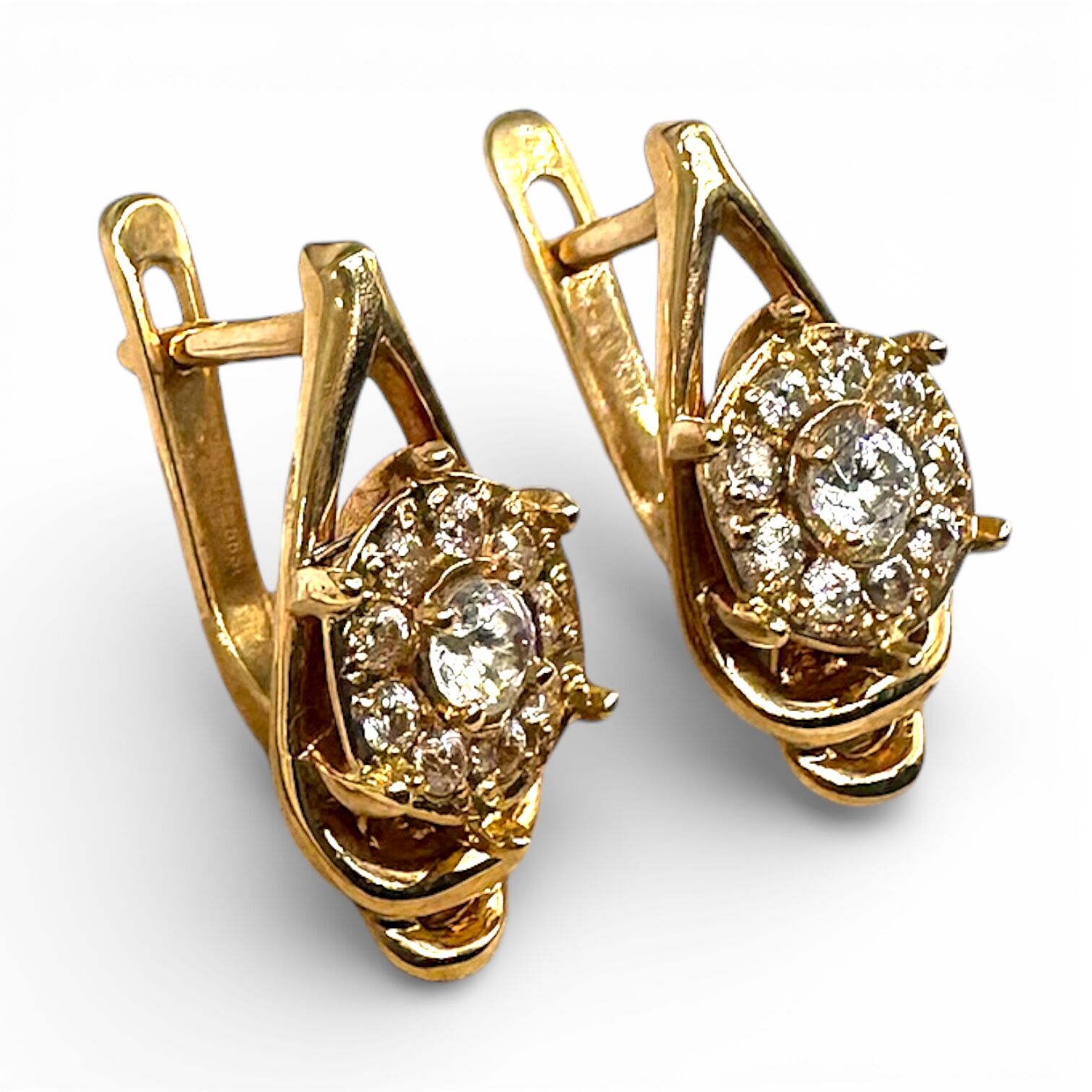 Золотые серьги с фианитами