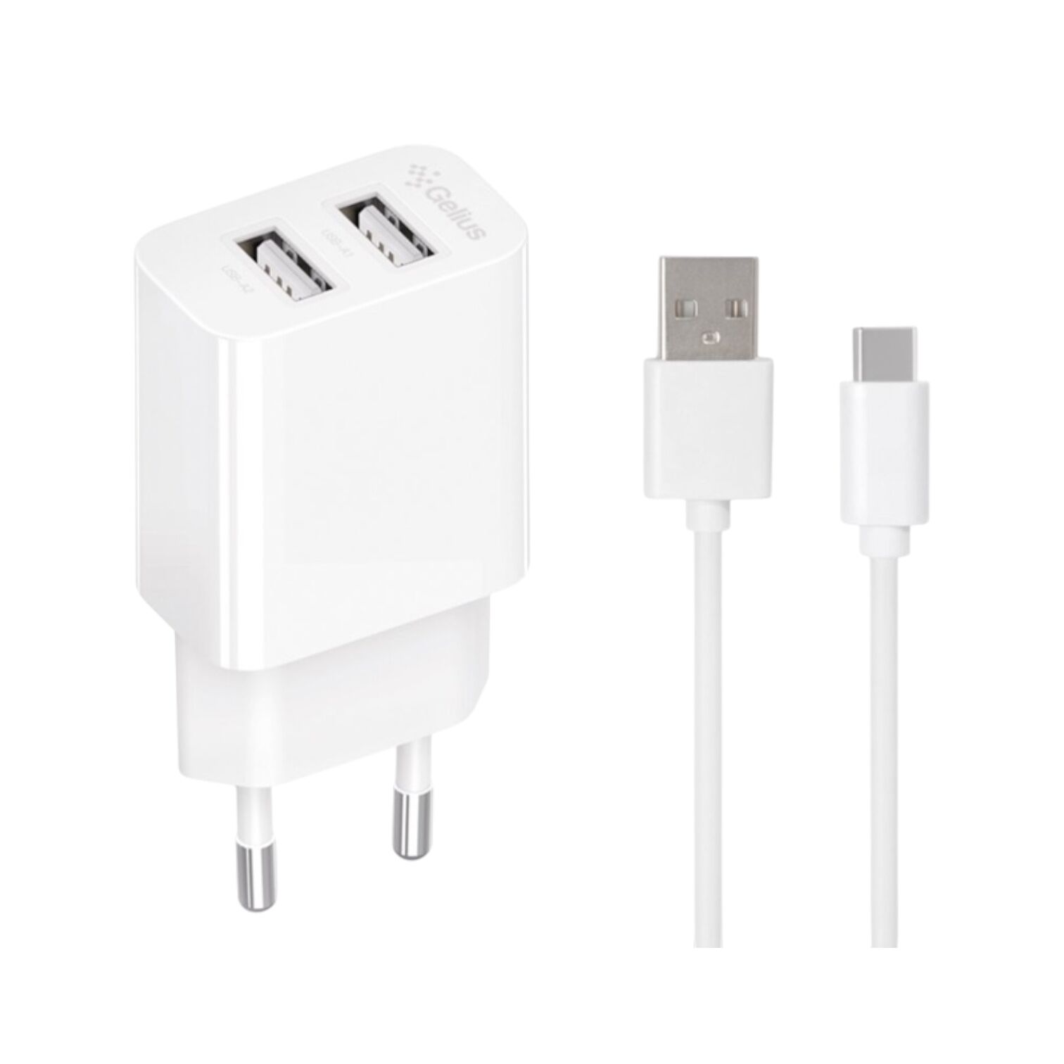 Зарядний пристрій Gelius GP-HC059 2USB/2.4A+ кабель MicroUSB