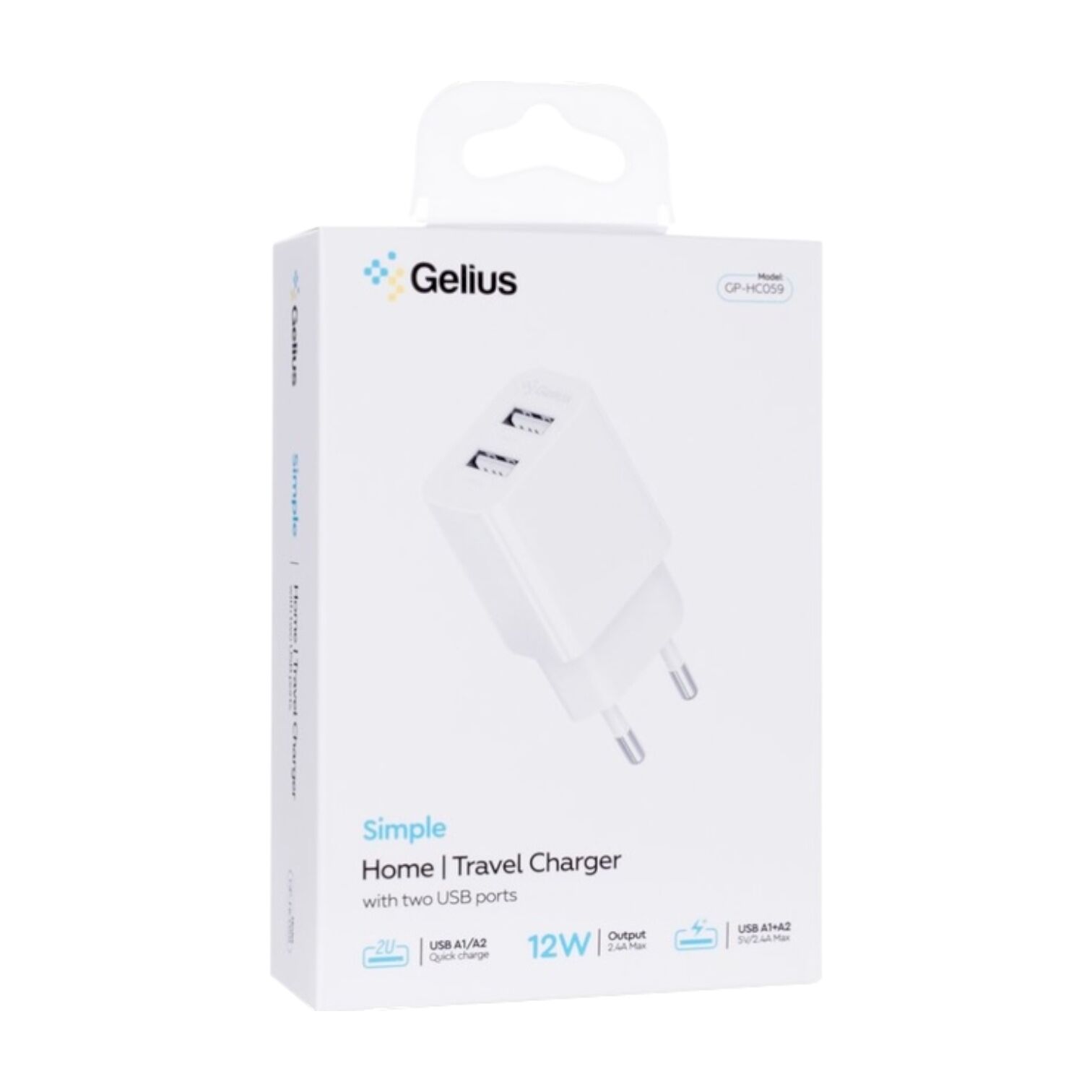 Зарядний пристрій Gelius GP-HC059 2USB/2.4A+ кабель MicroUSB