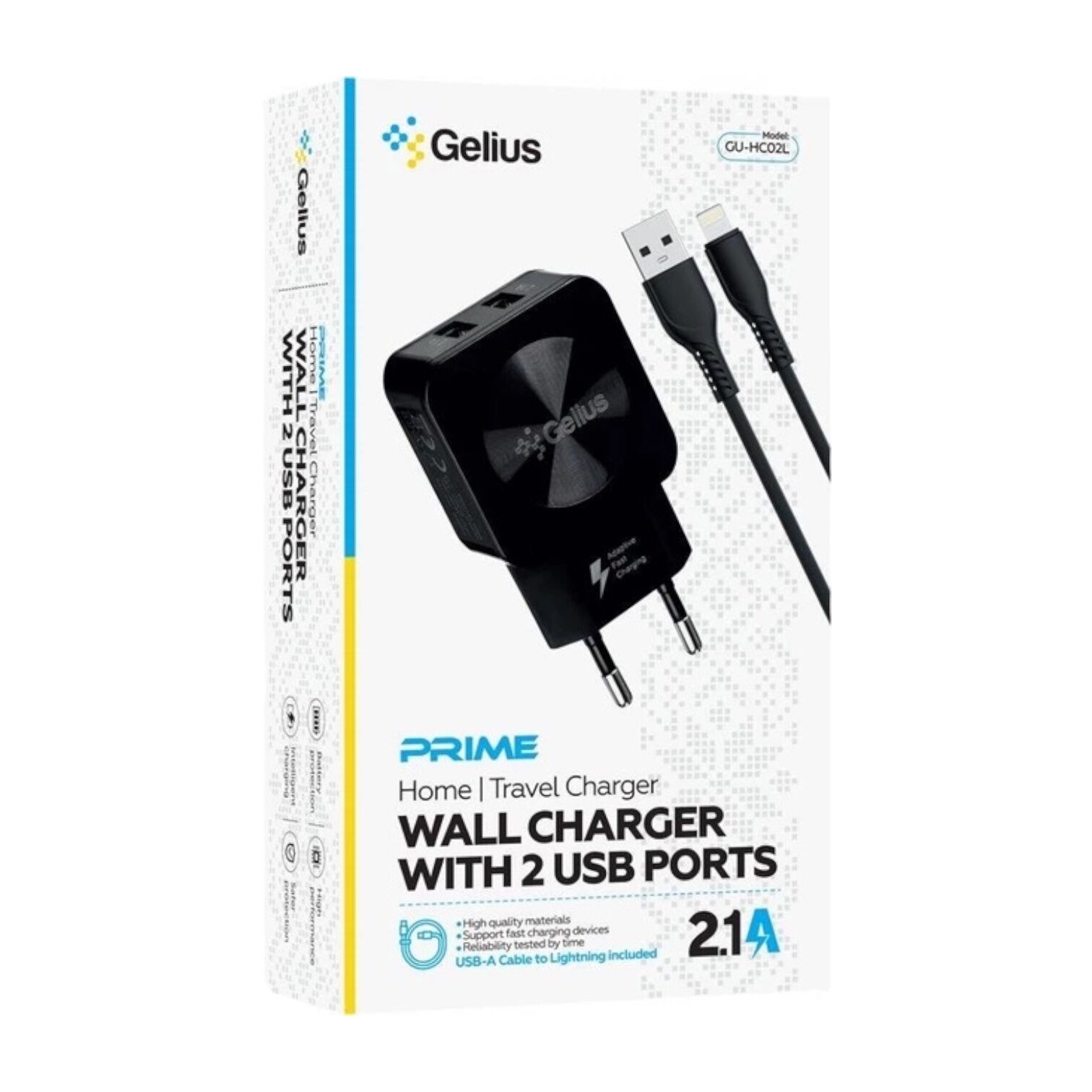 Мережевий адаптер Gelius GU-HC02 2USB 12W+кабель Lightning