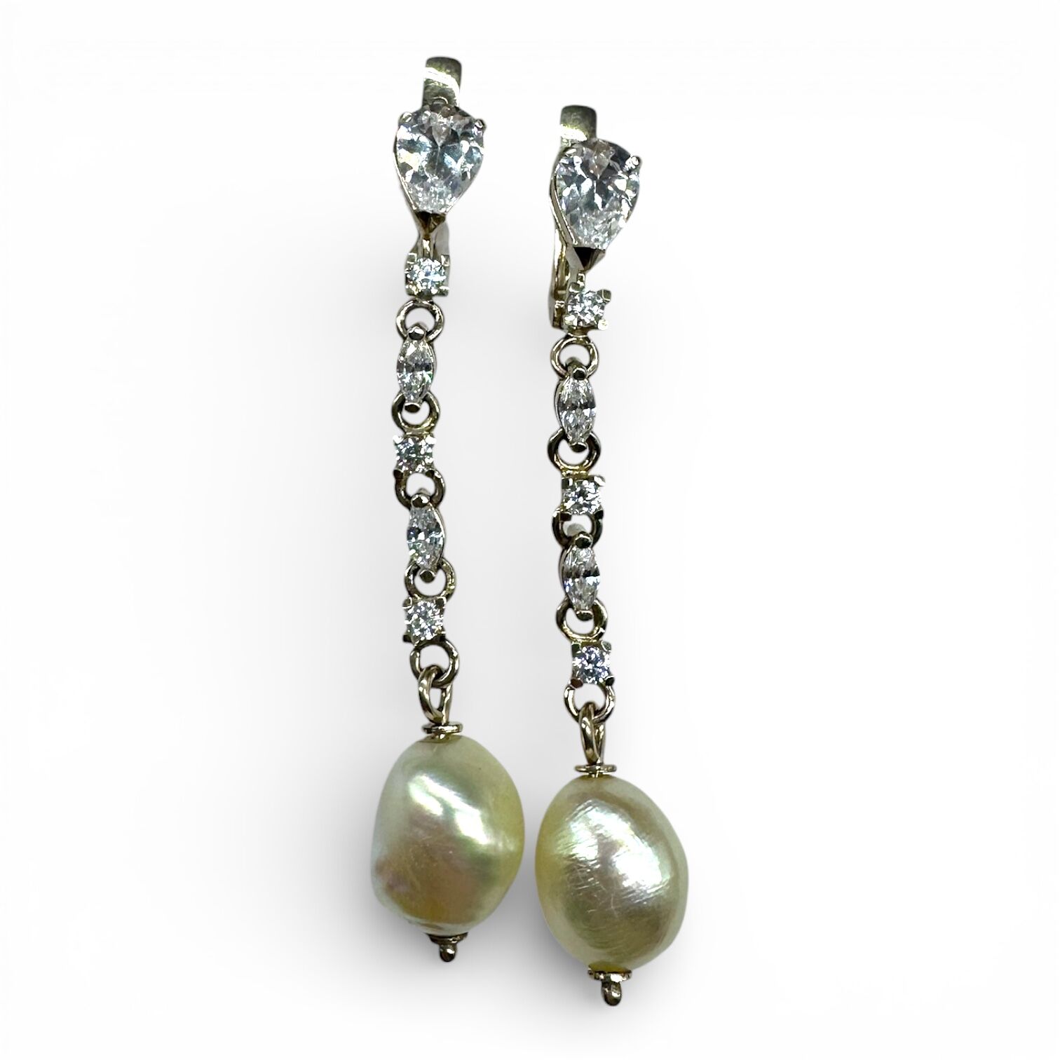 Золоті сережки з перлами та цирконами