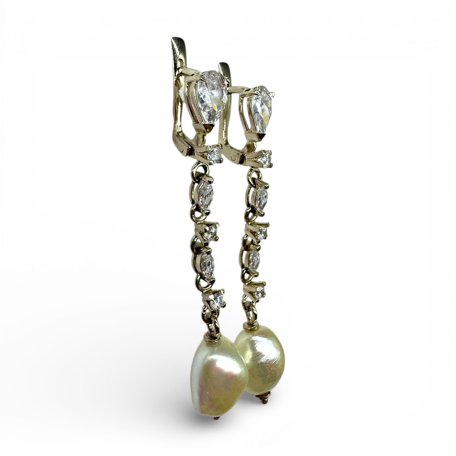 Золоті сережки з перлами та цирконами