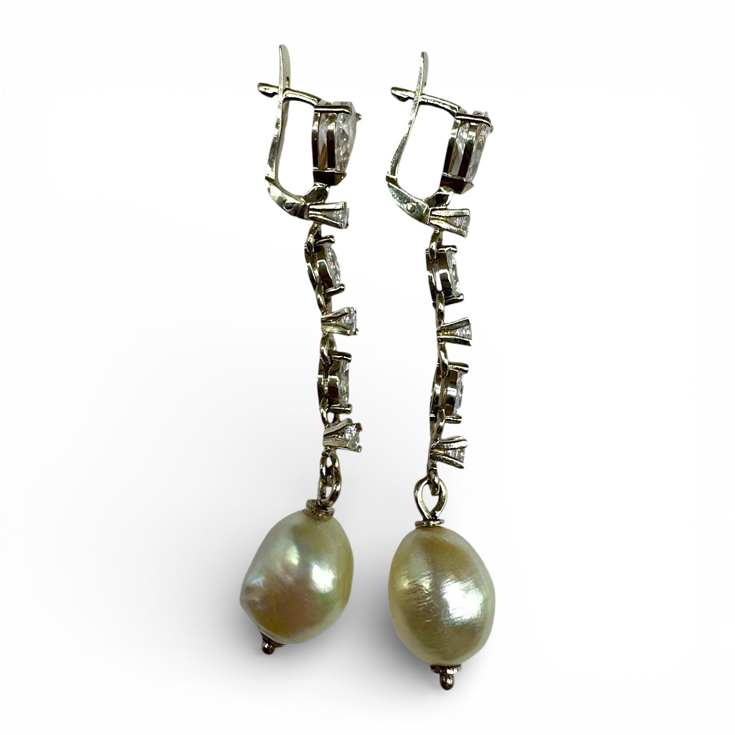 Золоті сережки з перлами та цирконами