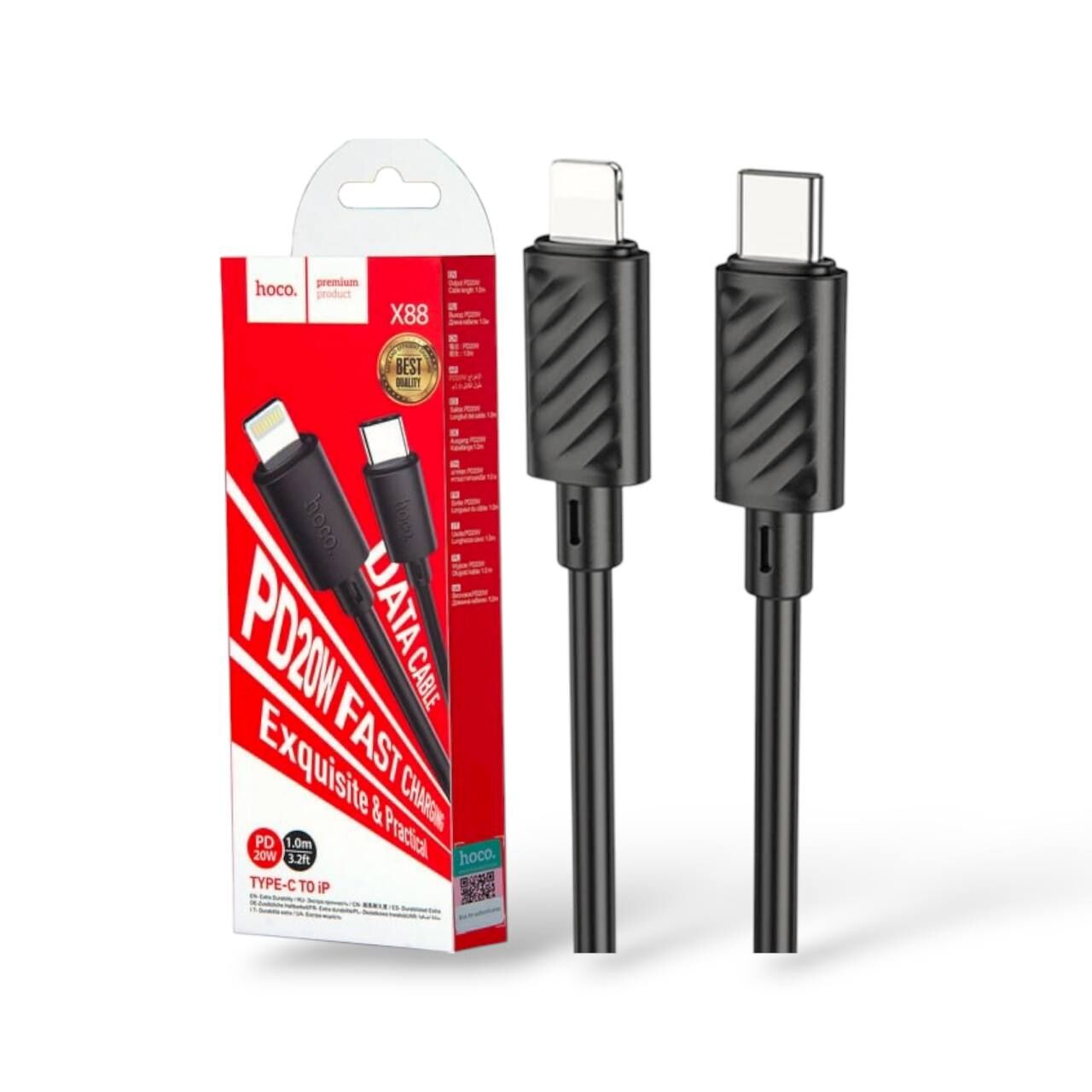 Кабель Hoco X88 Gratified Type-C to Lightning (Чорний)