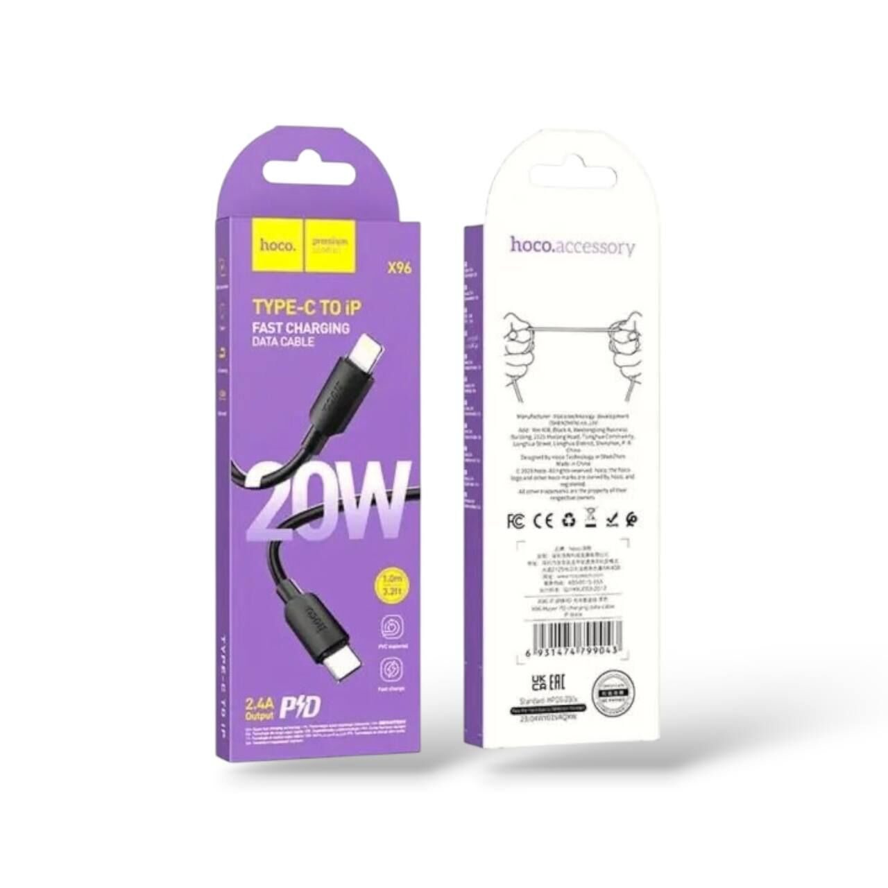 Кабель Hoco X96 Hyper Type-C to Lightning 20W (Чорний)