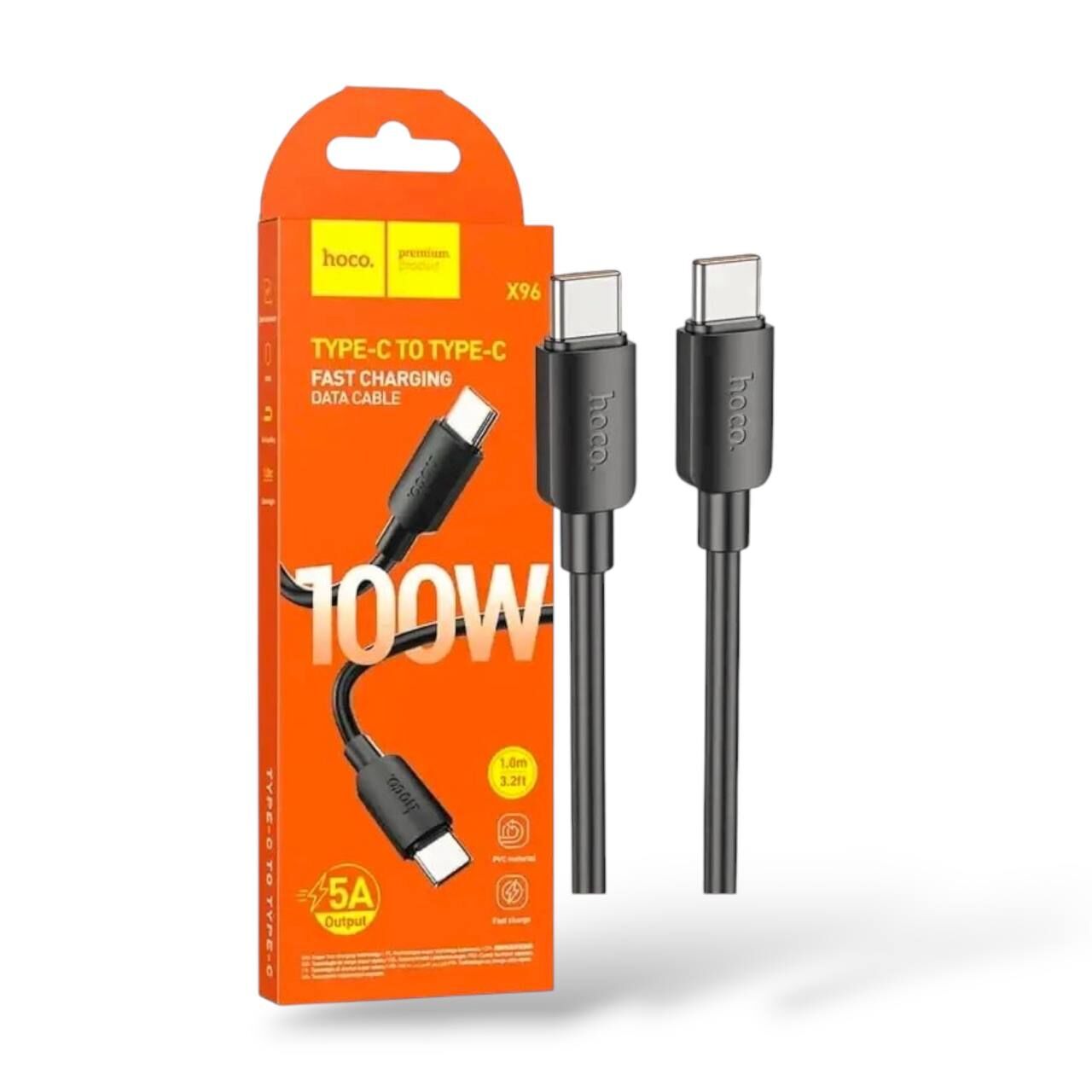 Кабель Hoco X96 Hyper Type-C to Type-C 100W (Чорний)